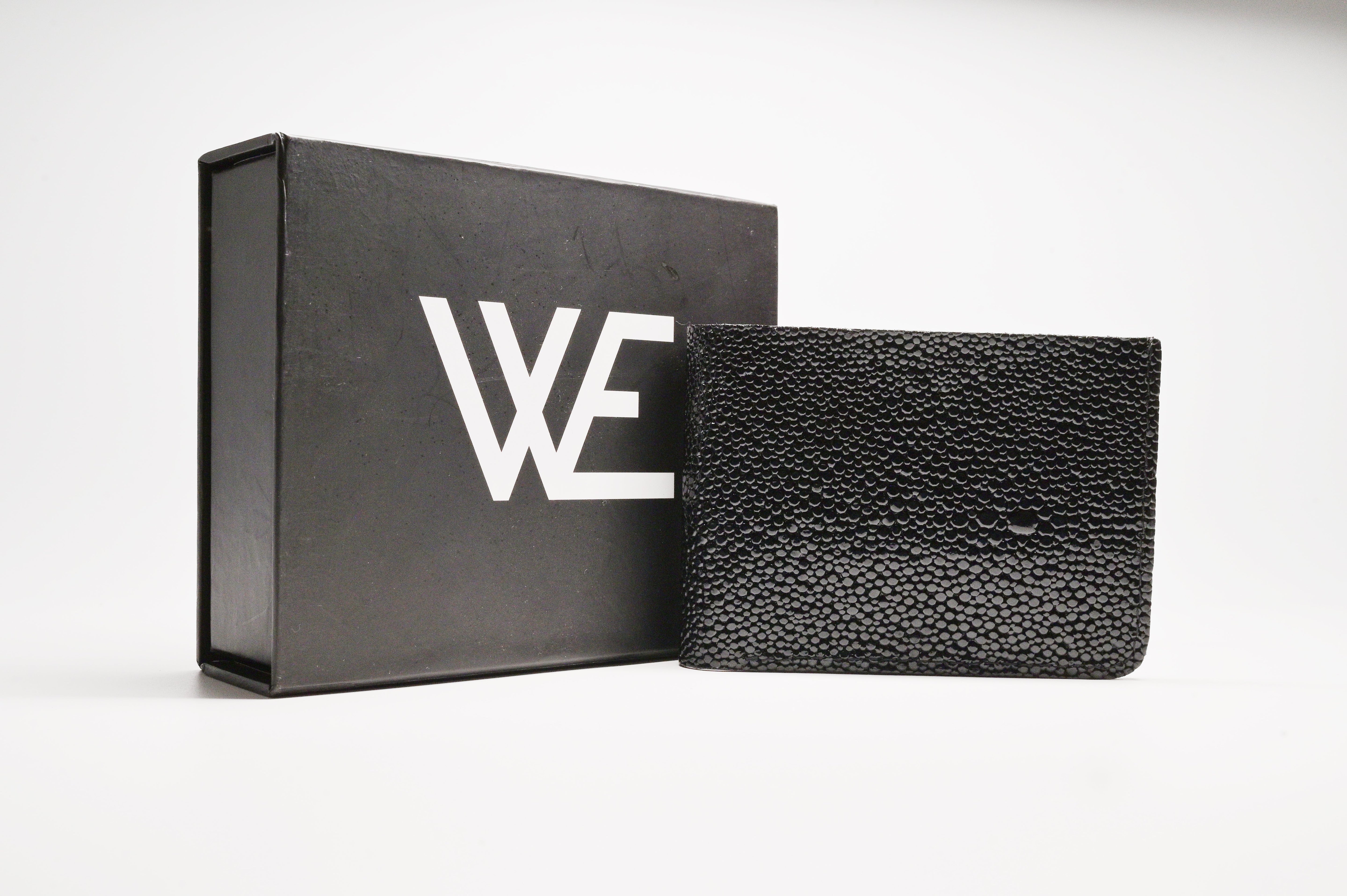 Black Pattent Fish Leather bifold Wallet