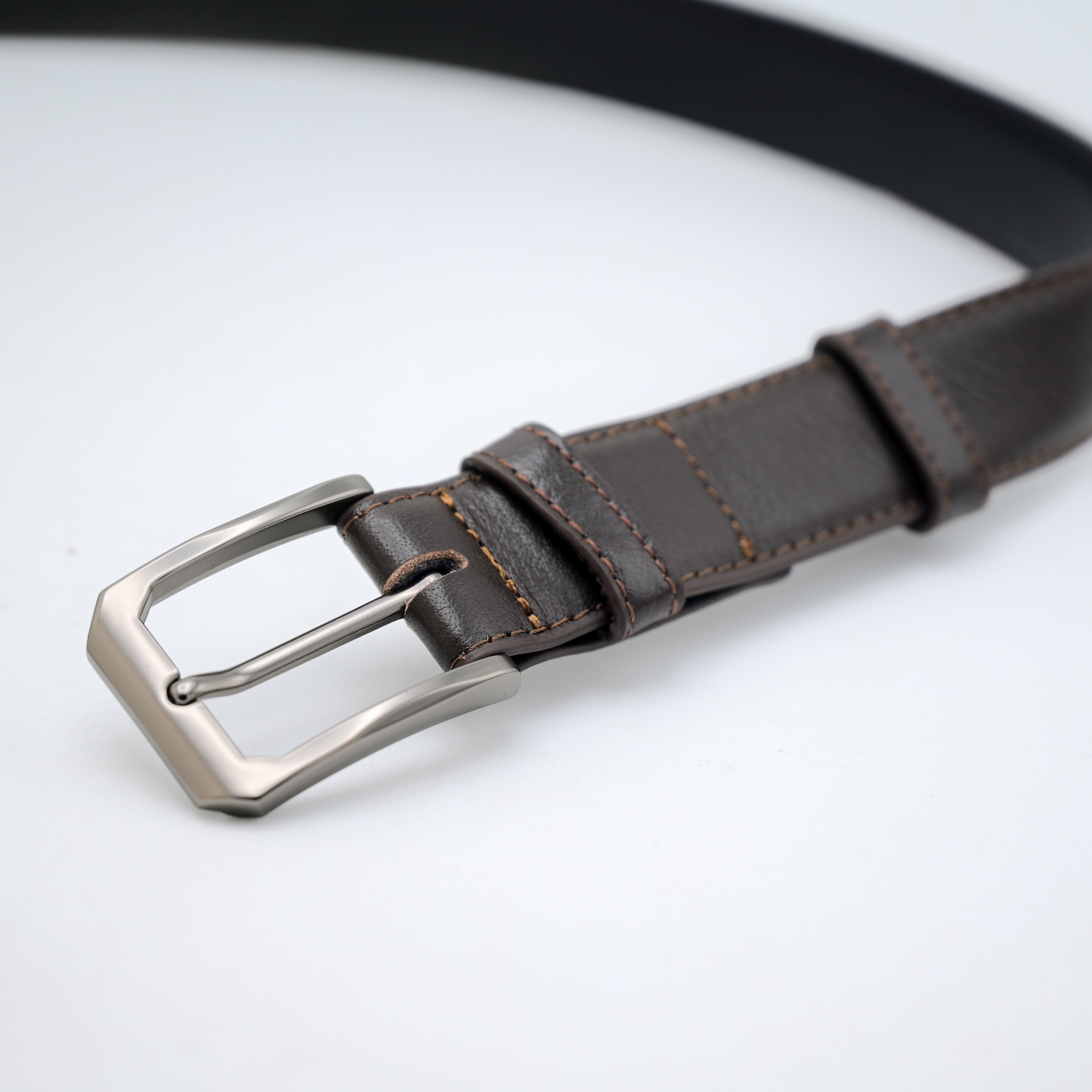 dark brown dress belt Solid Leather Wear this dark chocolate brown leather belt with midnight blue suit Classic Leather Dress Belt CLD02