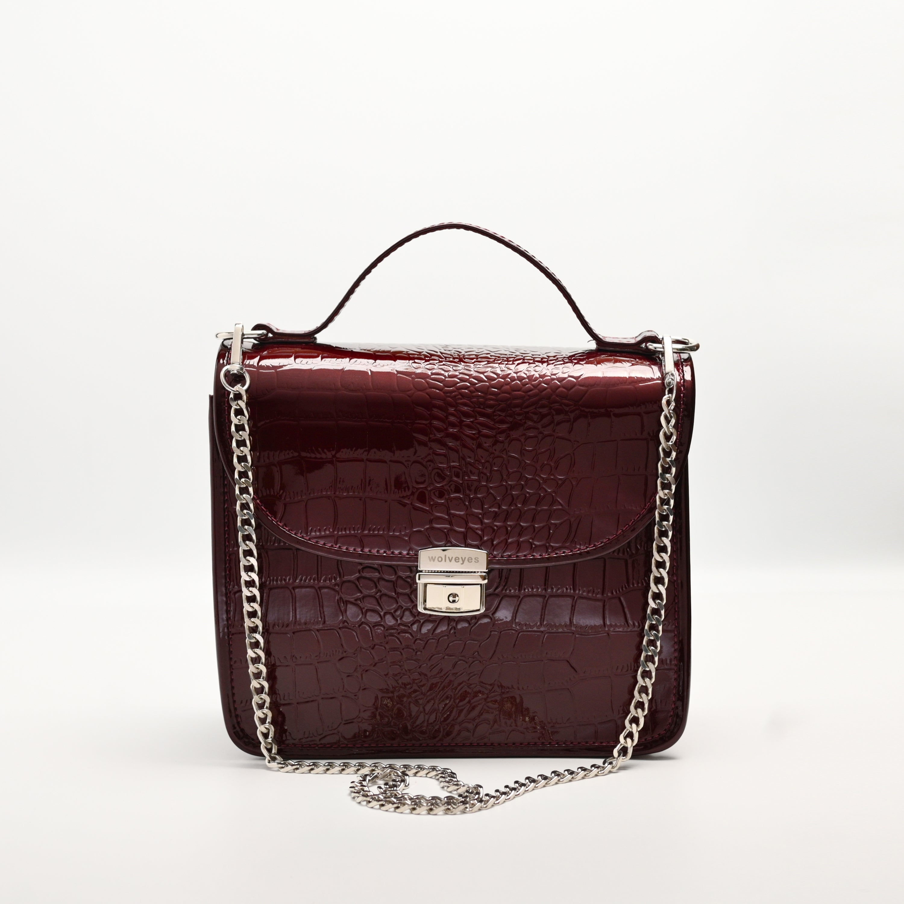 Crocodile Pattent Leather Hand Bag Mehron
