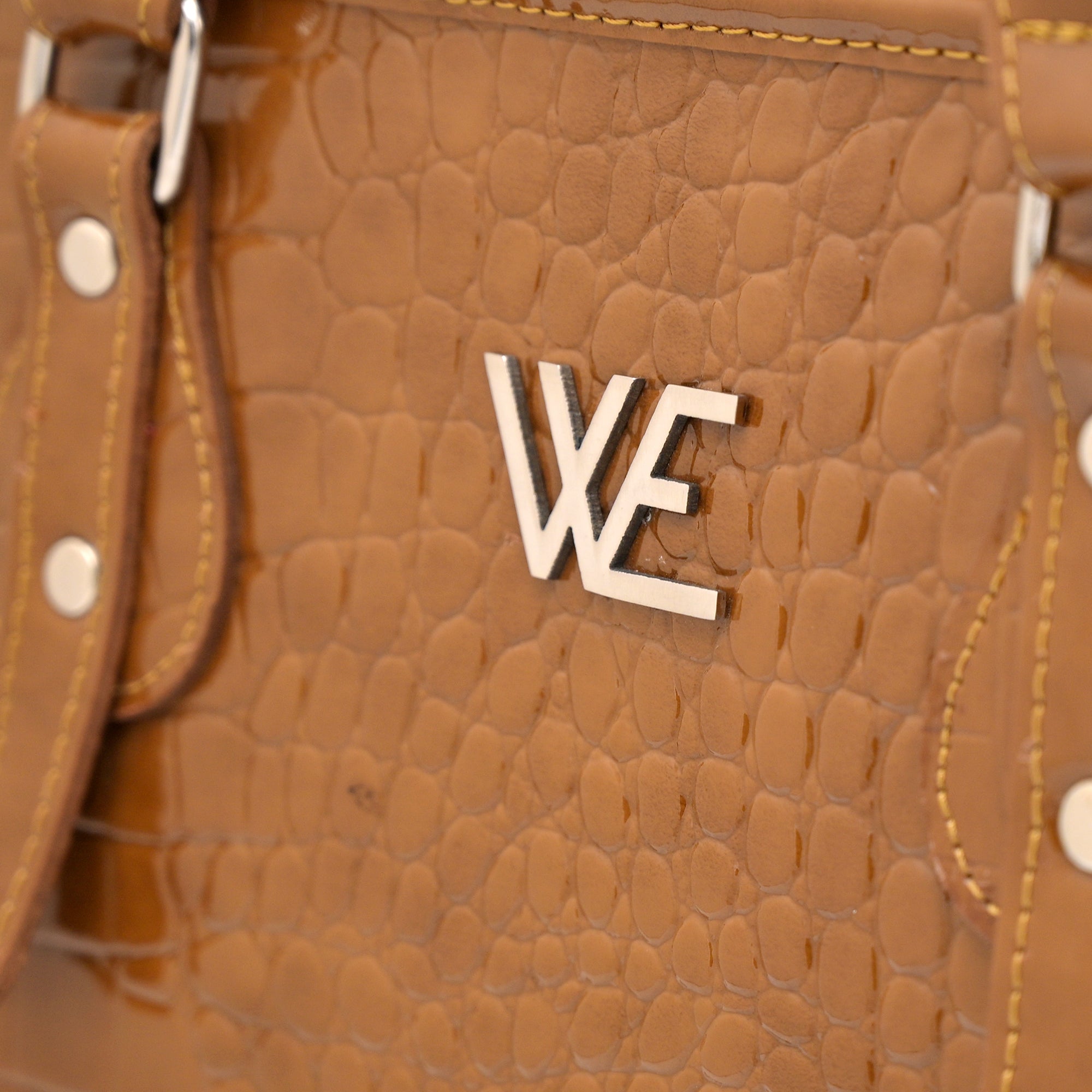 Crocodile Pattent Leather Tote Bag (MUSTARD)