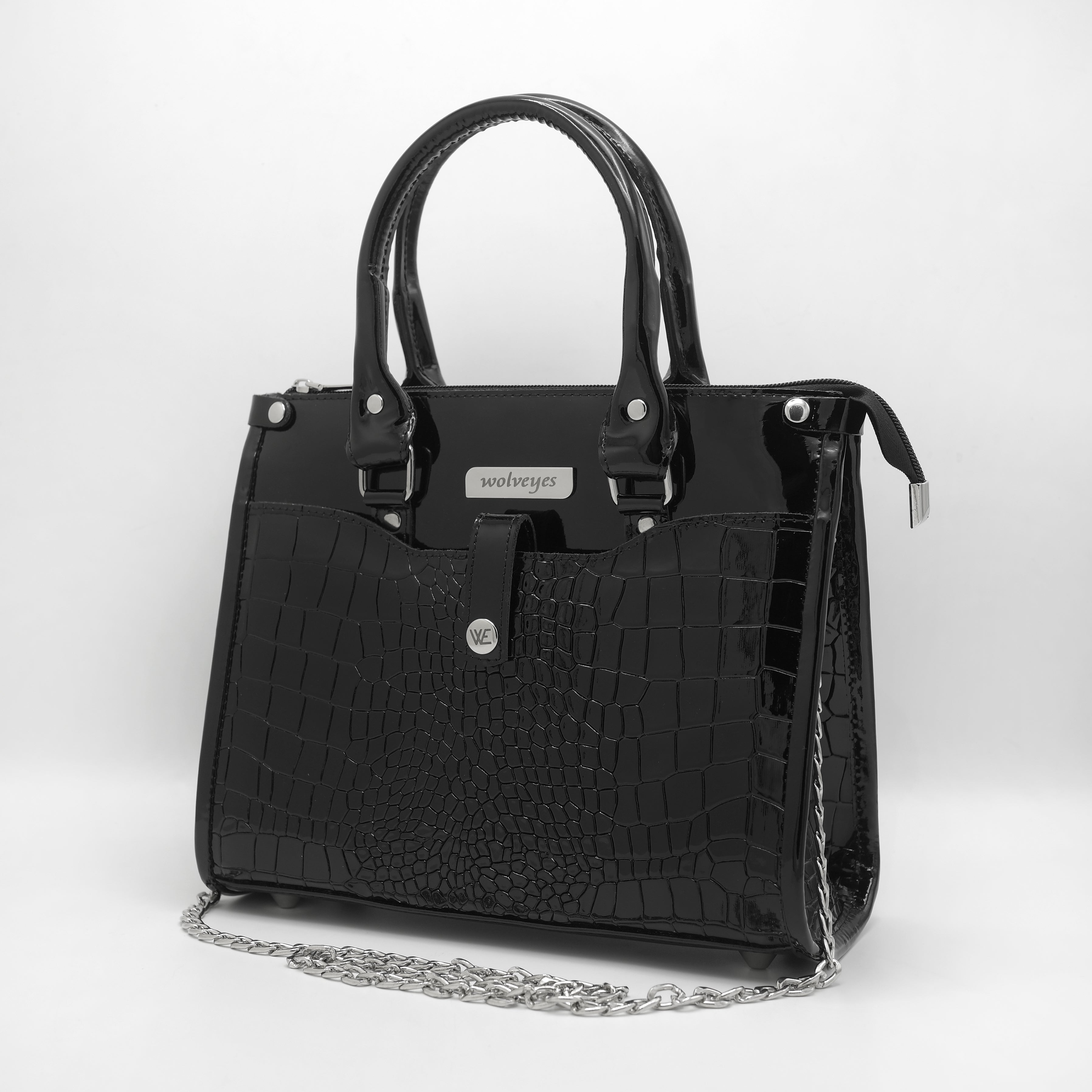 osprey black patent bag Elite HNW selling occasion bag The Fulham Faux Leather Grab