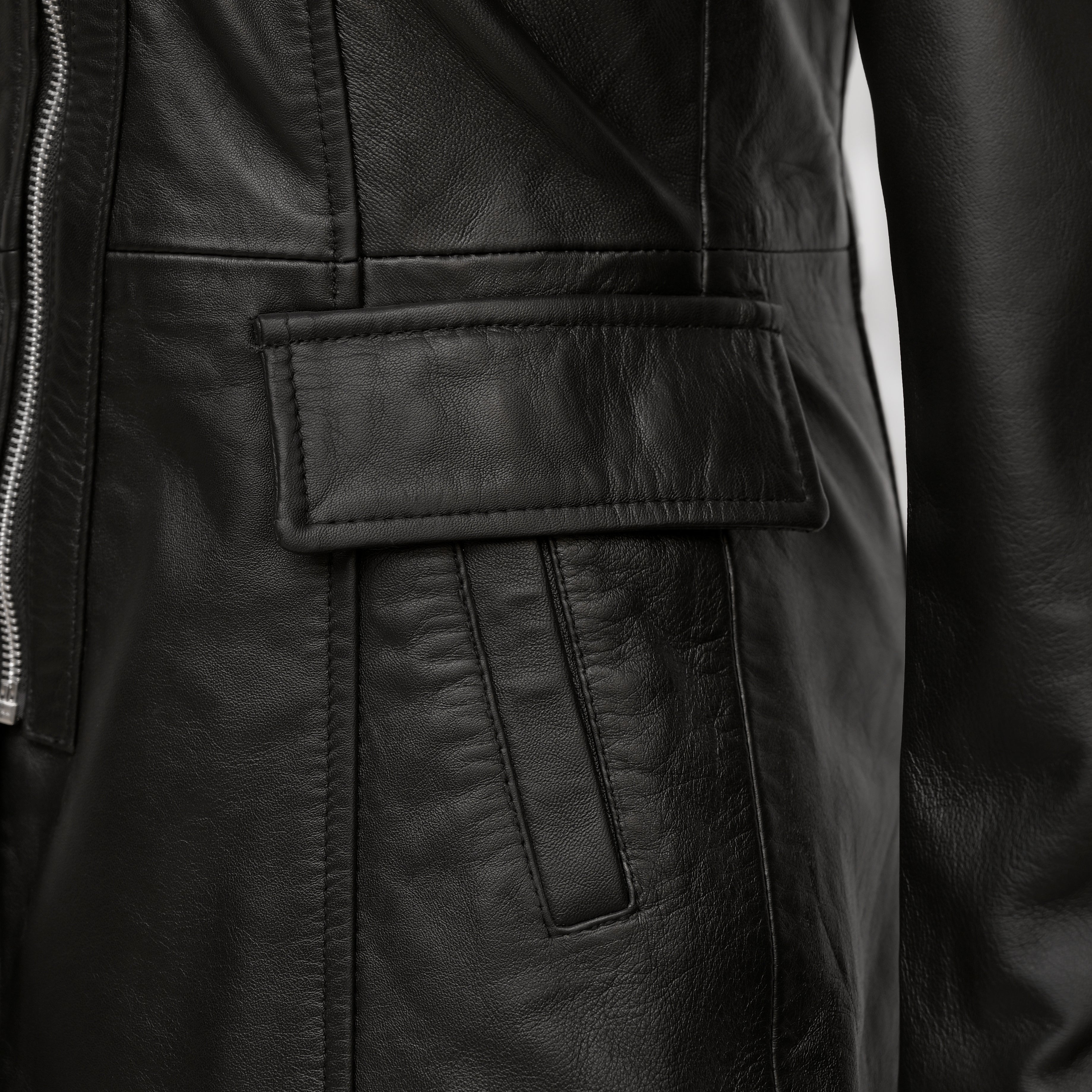 Female Classic Leather Long Coat – Fl01