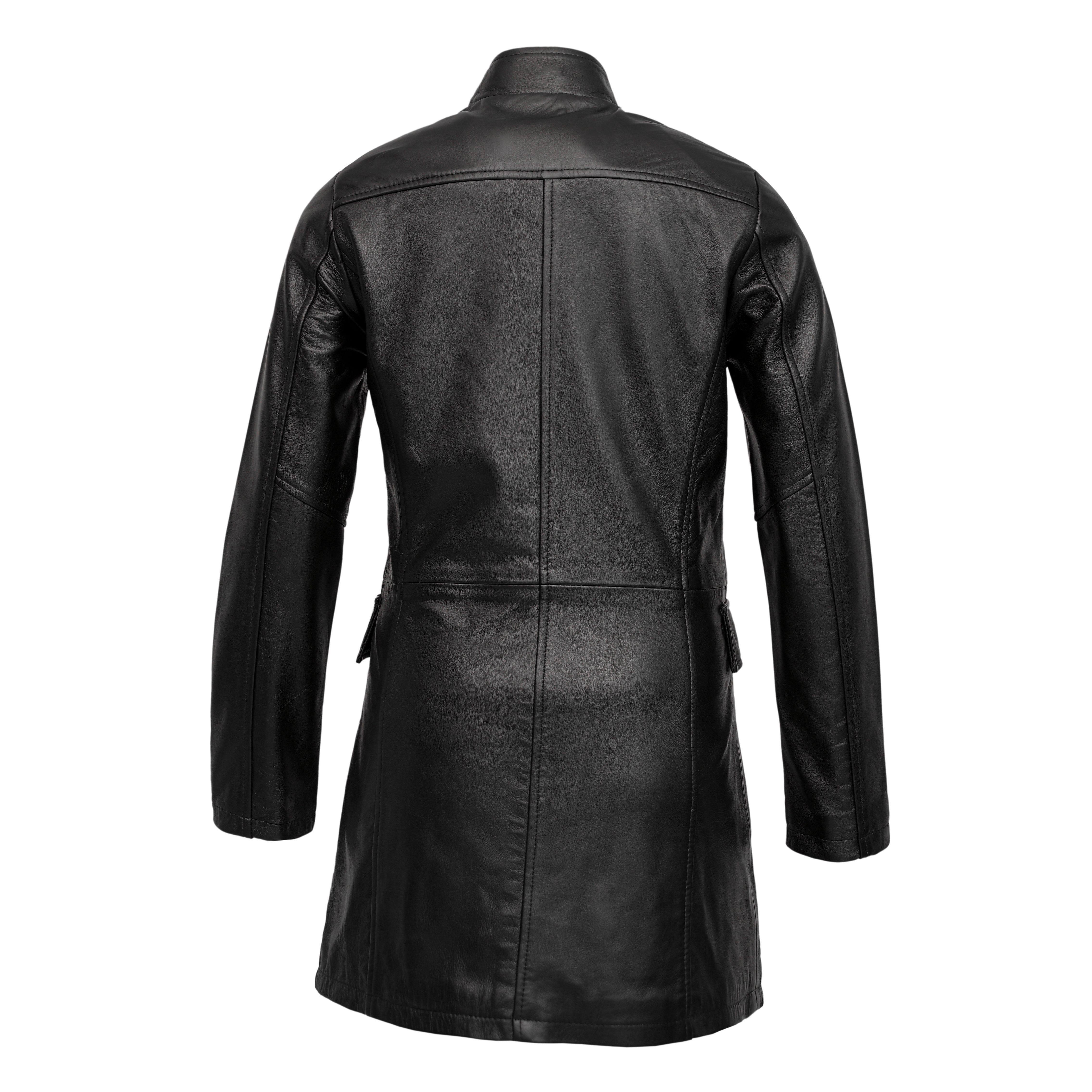 Female Classic Leather Long Coat – Fl01