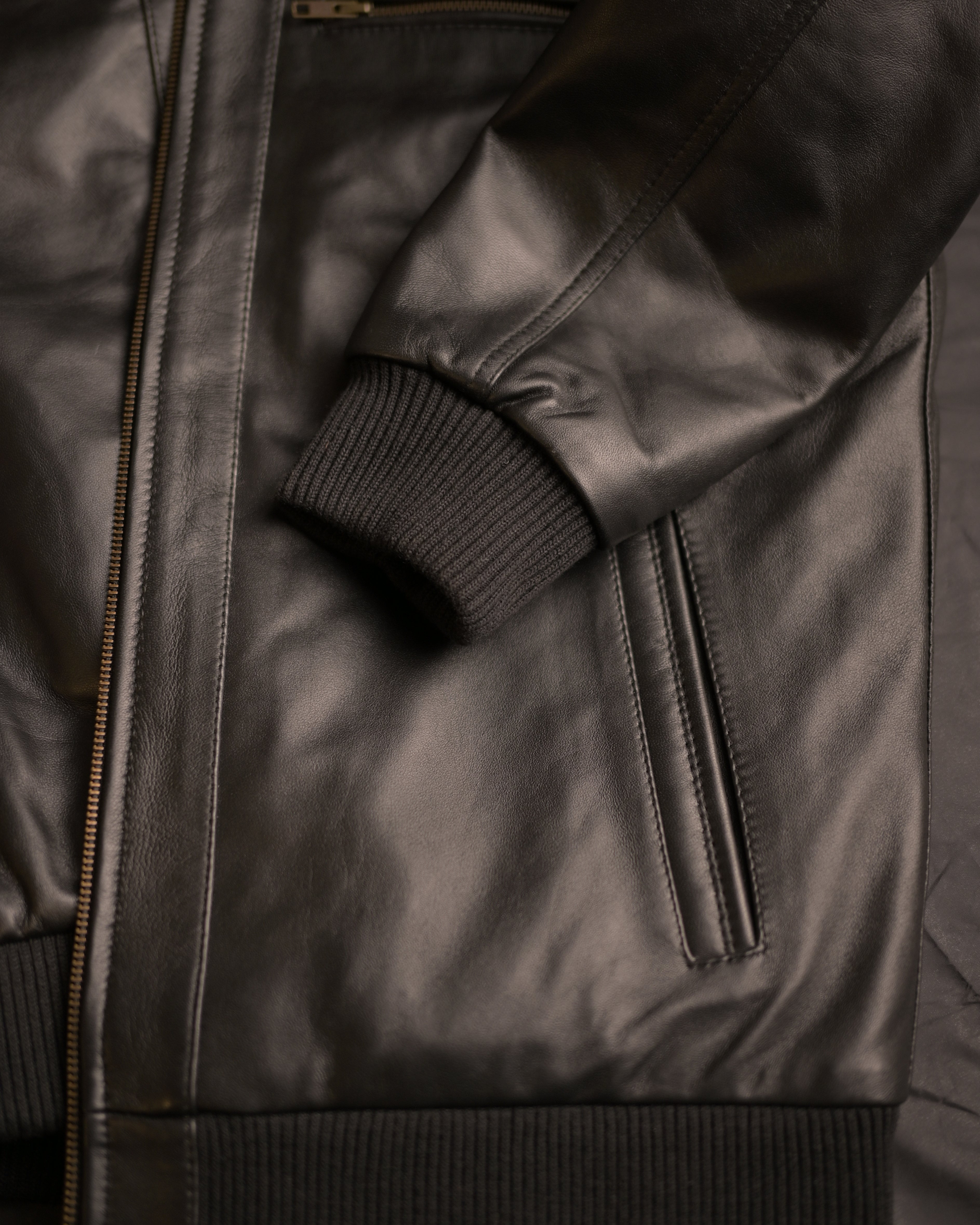 Hooded Leather Bomber Jacket SF002H