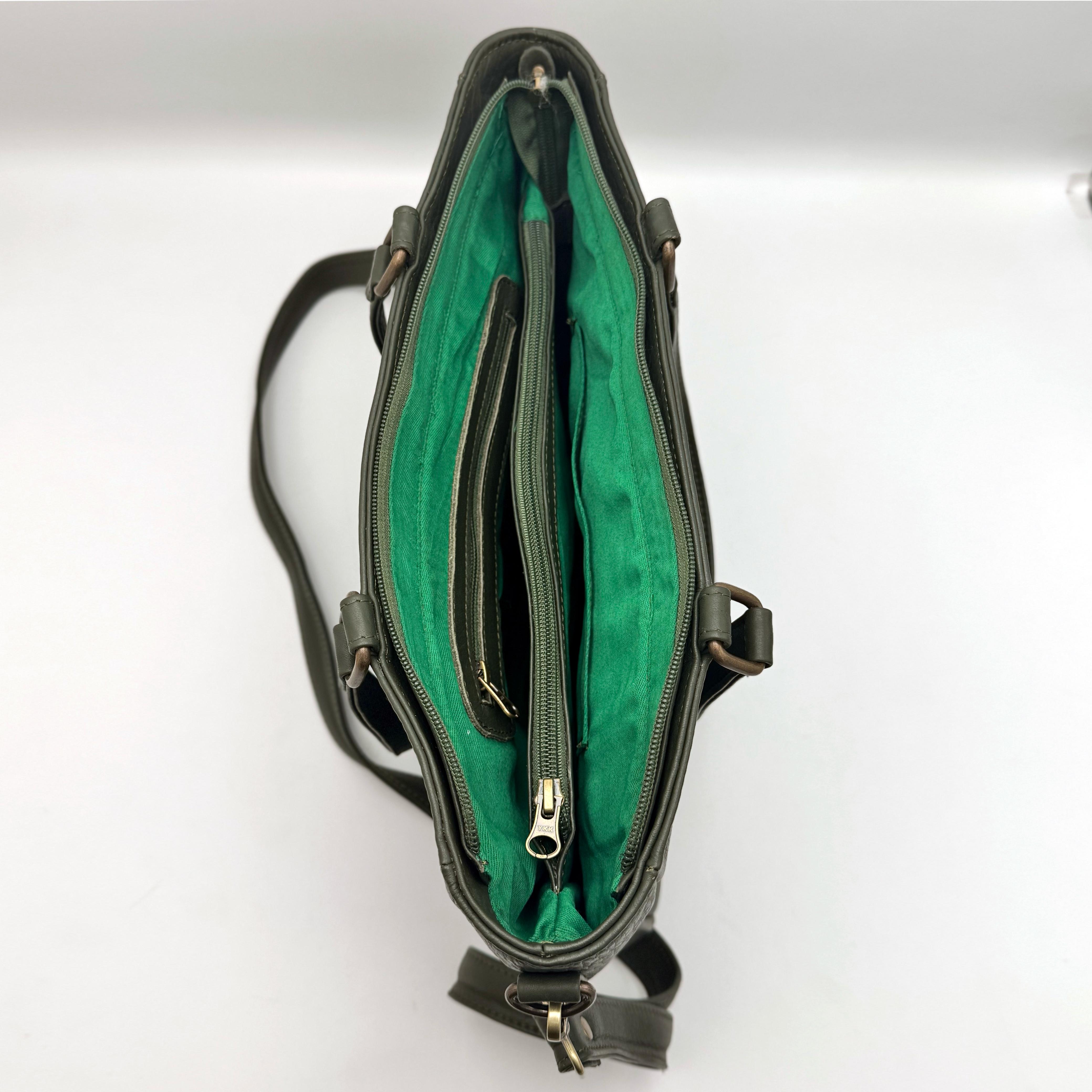 Ladies Natural Mild Leather Bag (Green)
