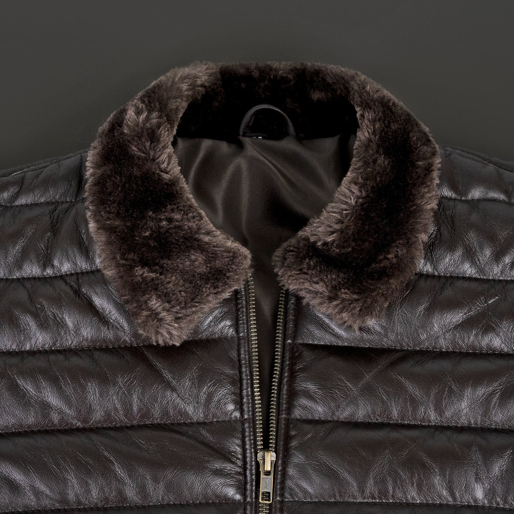 Lamb Skin Leather Puffer Jacket | Dark Brown