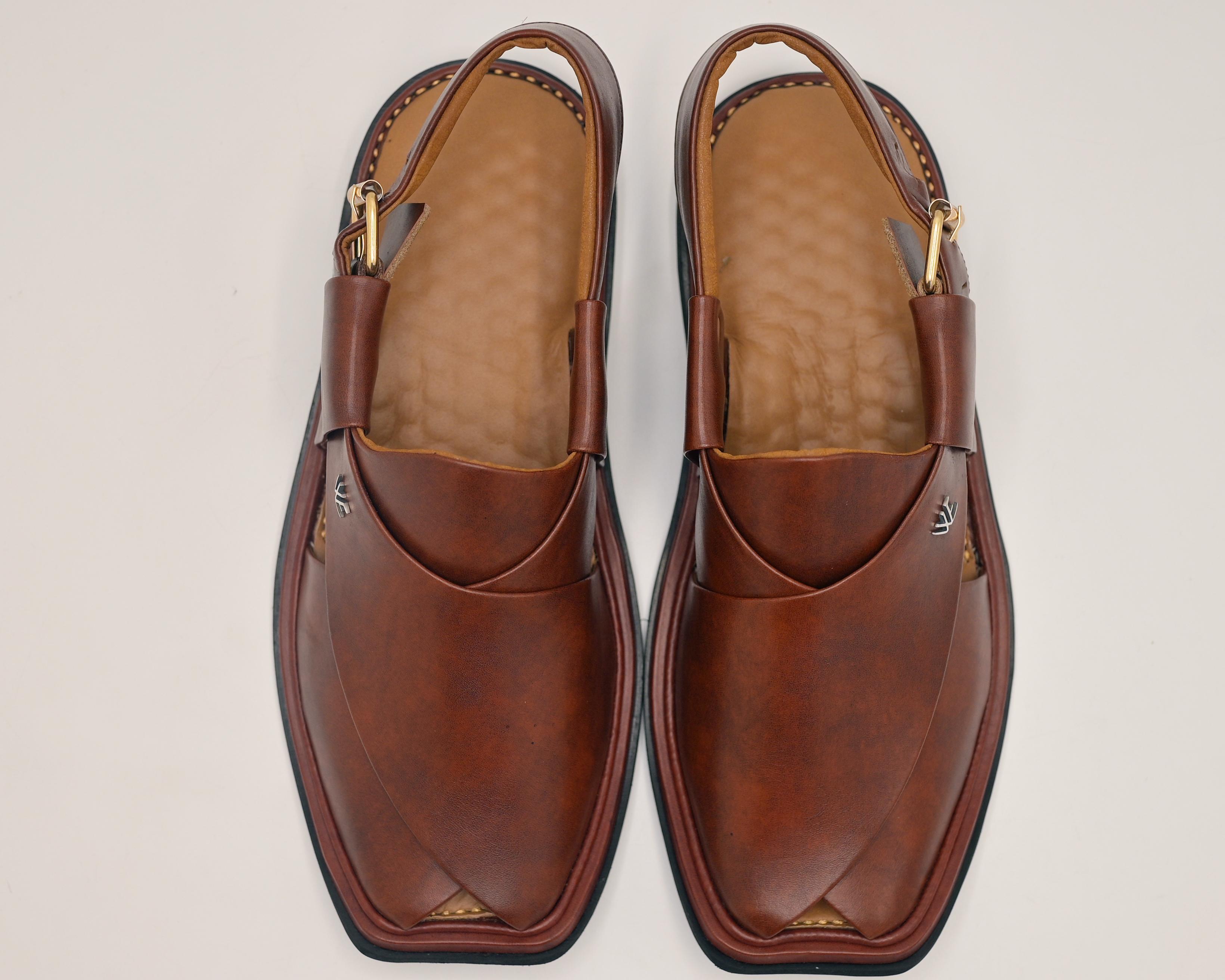 Medicated leather chappal brown