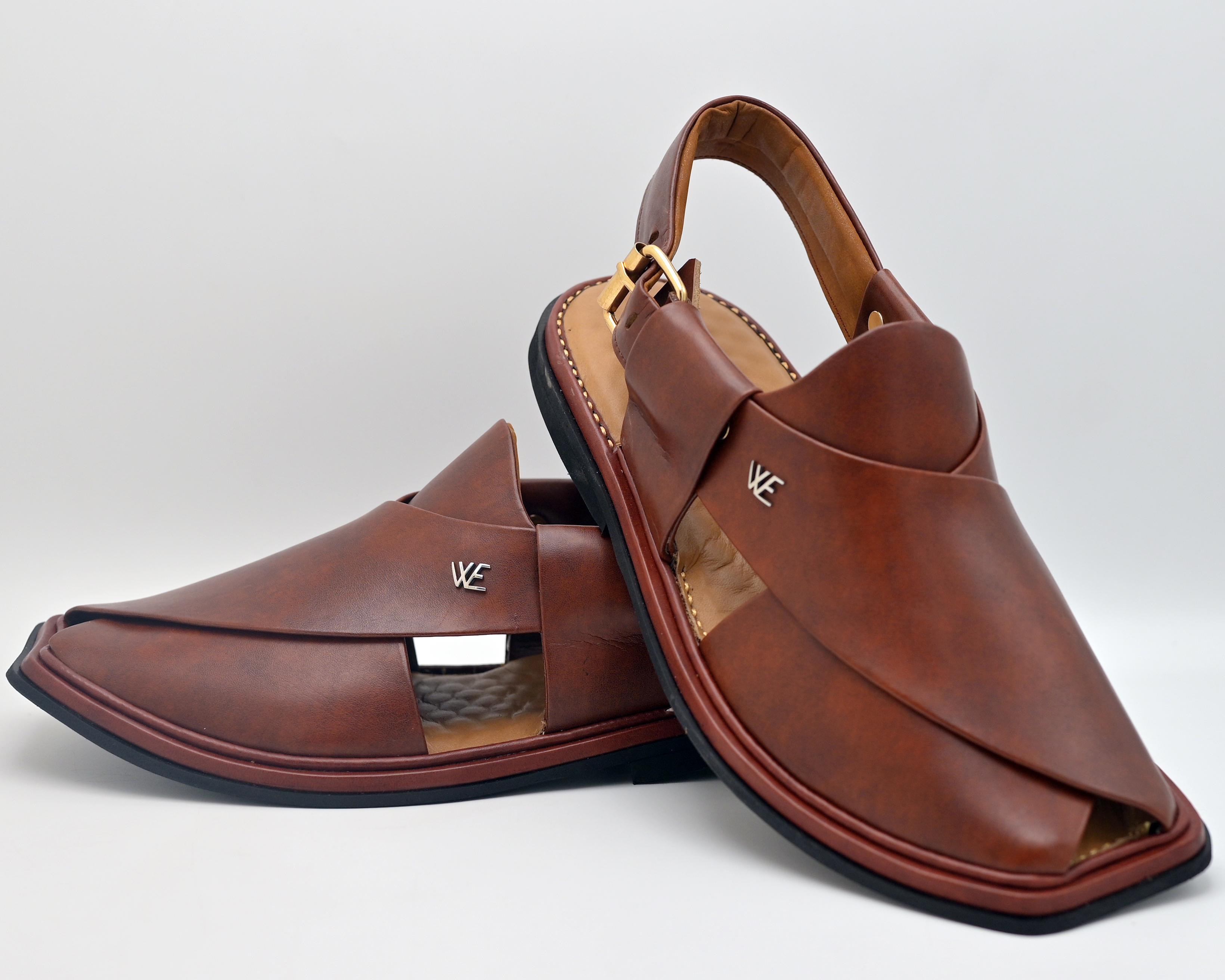 Medicated leather chappal brown