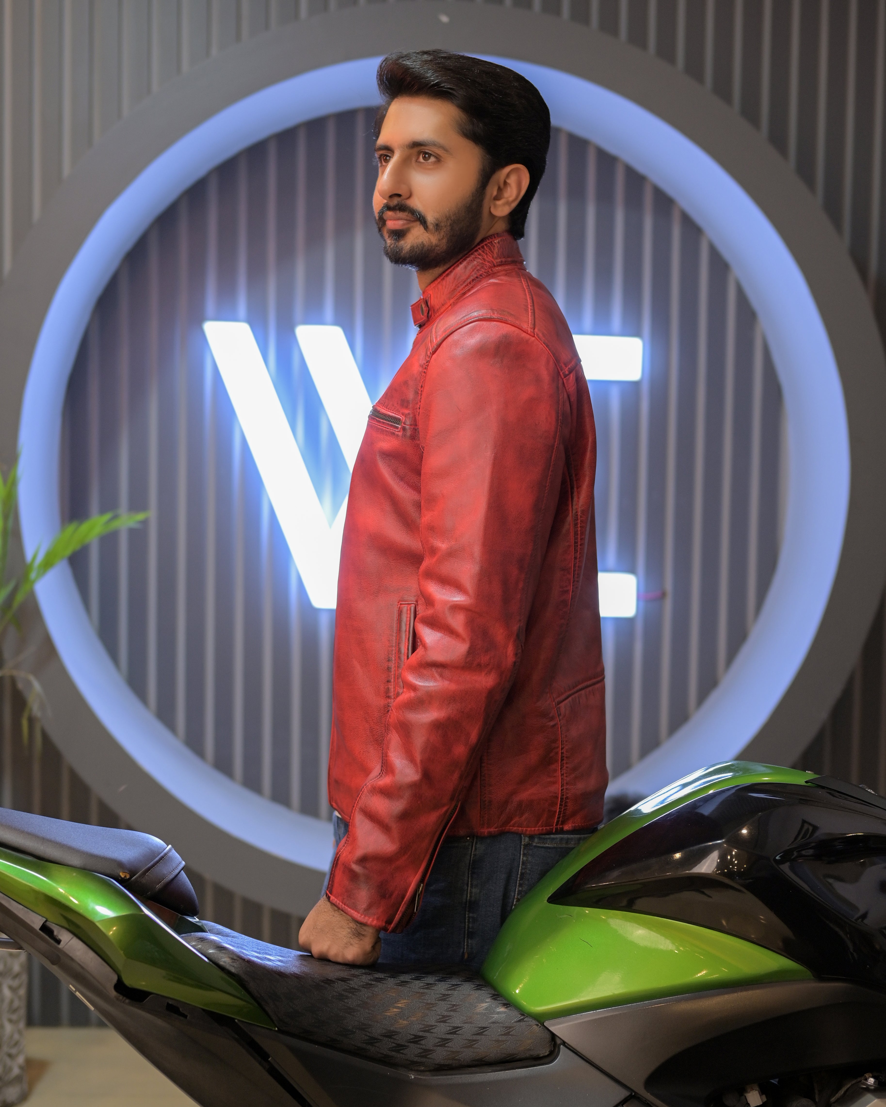 Reddish Leather Jacket (Sf008)