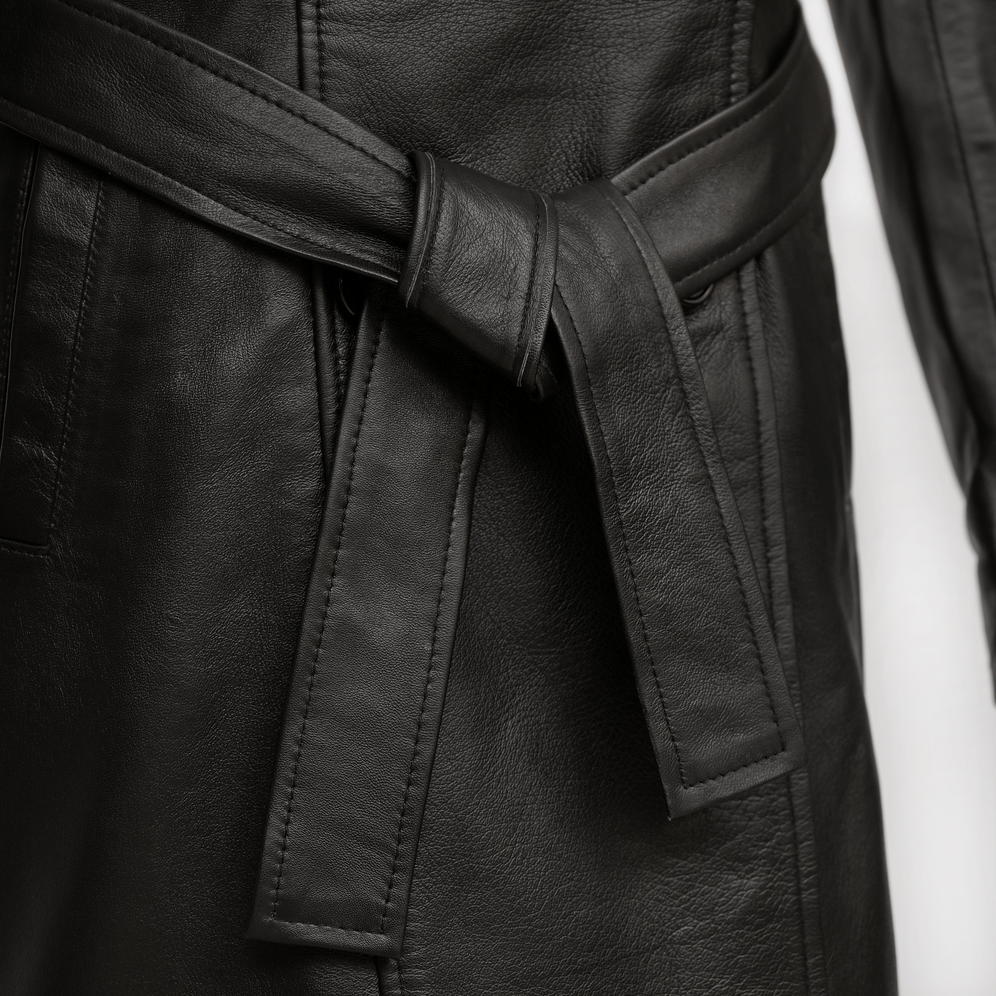 Women's Premium Leather Long Coat Fl02