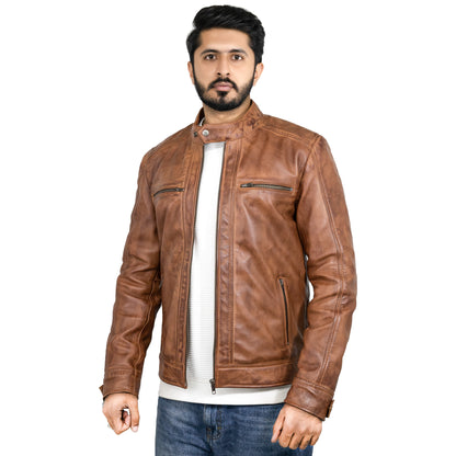 Ionic Brown Leather Jacket sf002