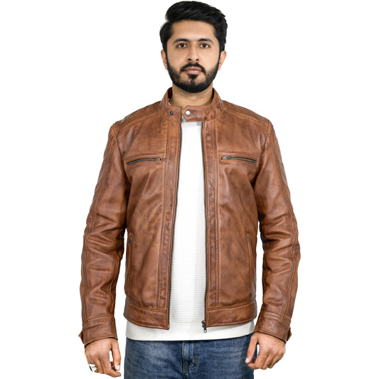 Ionic Brown Leather Jacket sf002