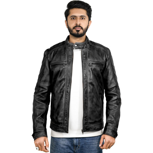 Dark Brown Leather Jacket sf002