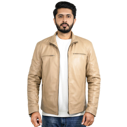 Ionic Beidge Leather Jacket sf005