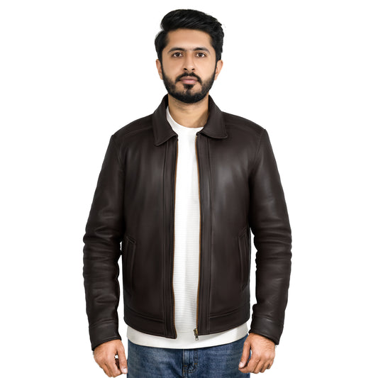 Dark Brown Leather Jacket sf001