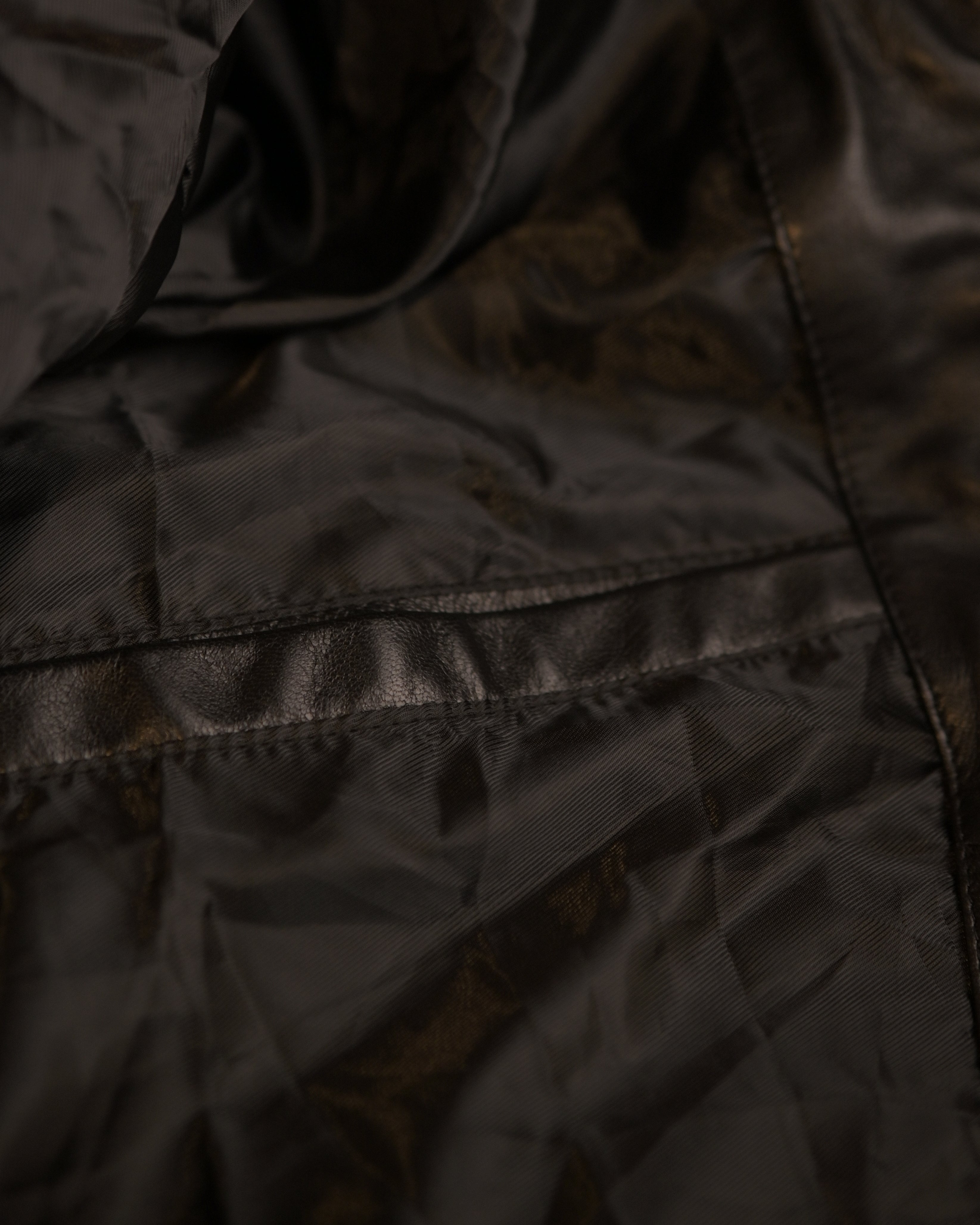 Lamb Skin Leather Puffer Jacket Sf004 (black)