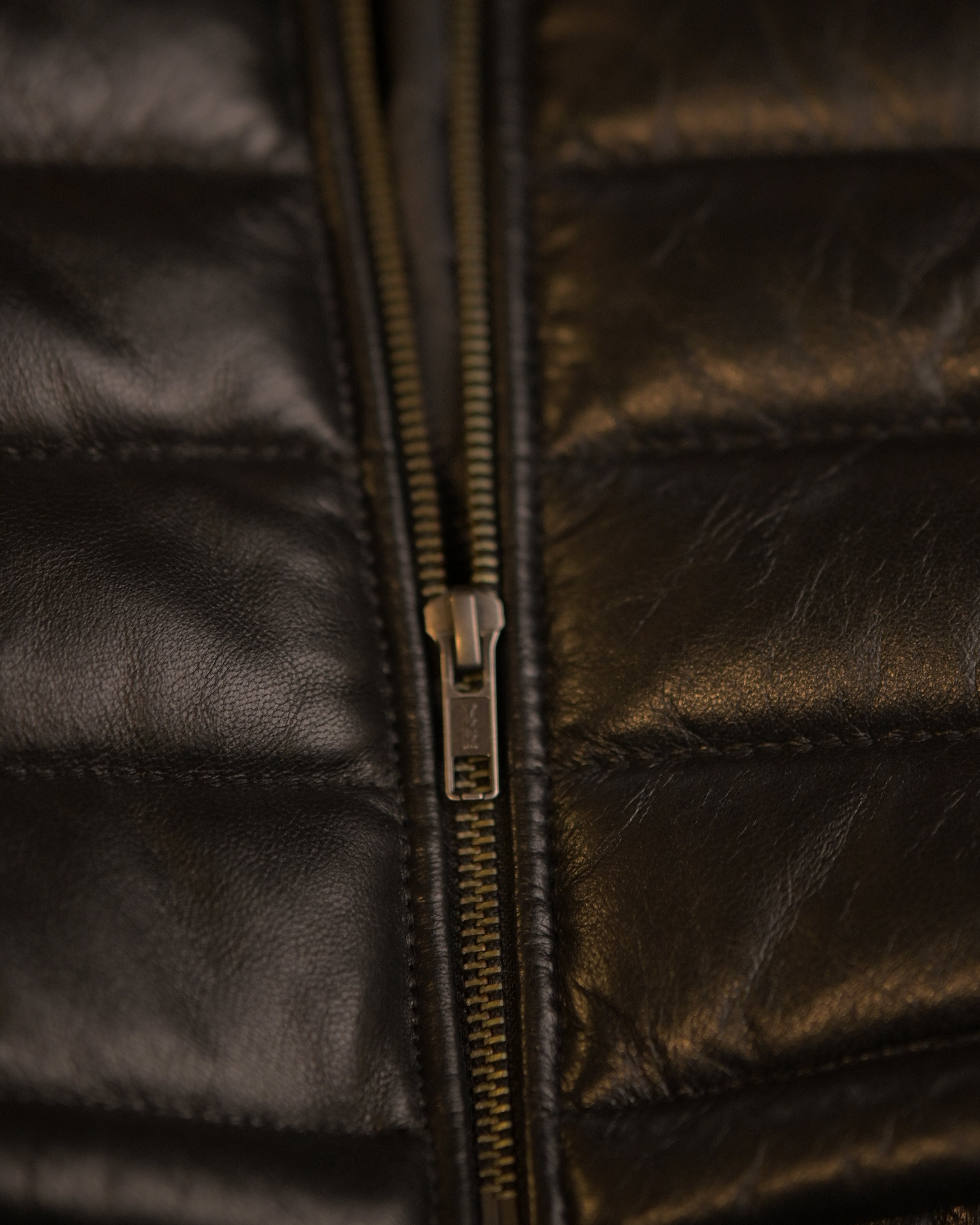 Lamb Skin Leather Puffer Jacket Sf004 (black)