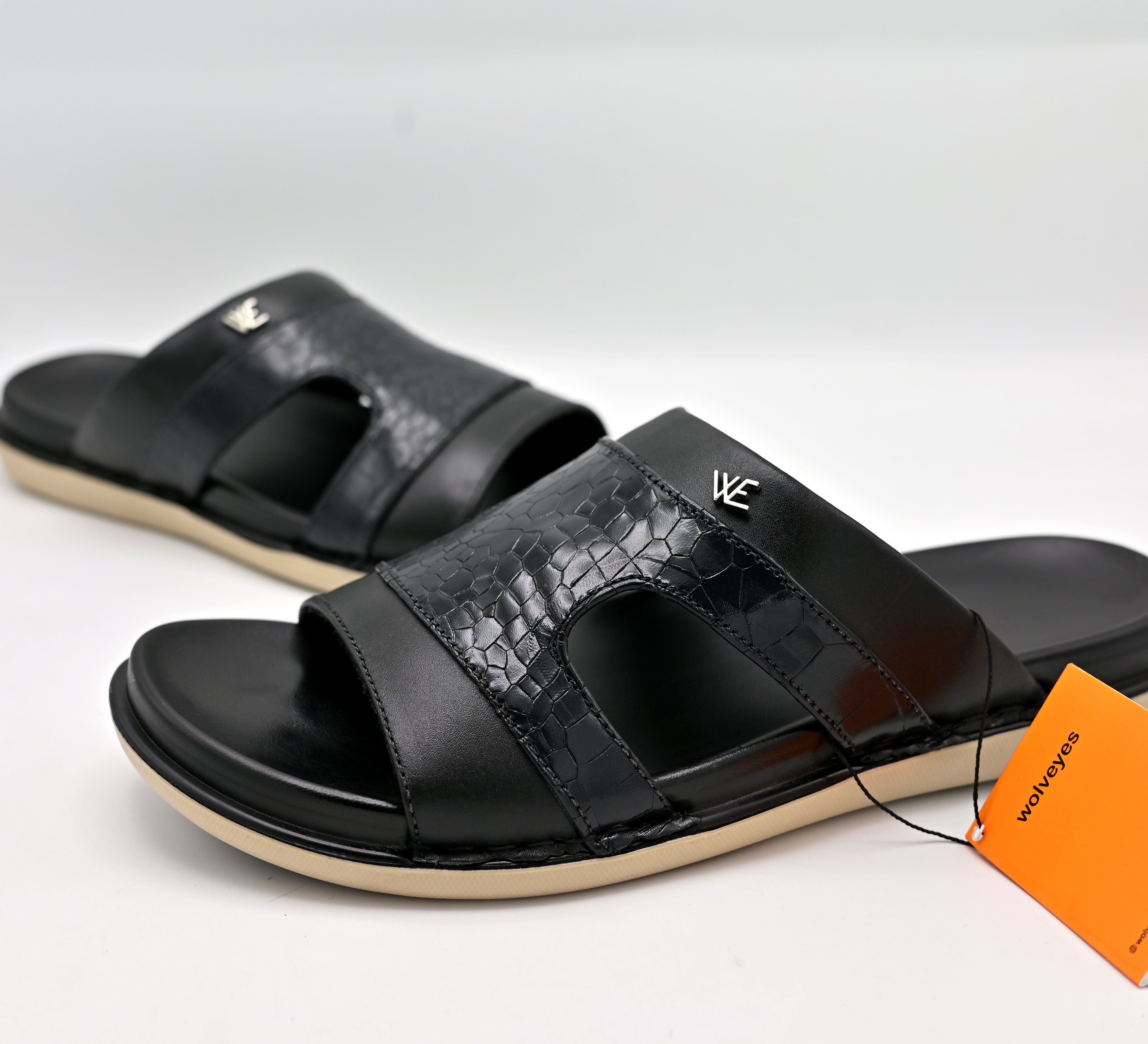 Croco Comfort Leather Slippers (C6)