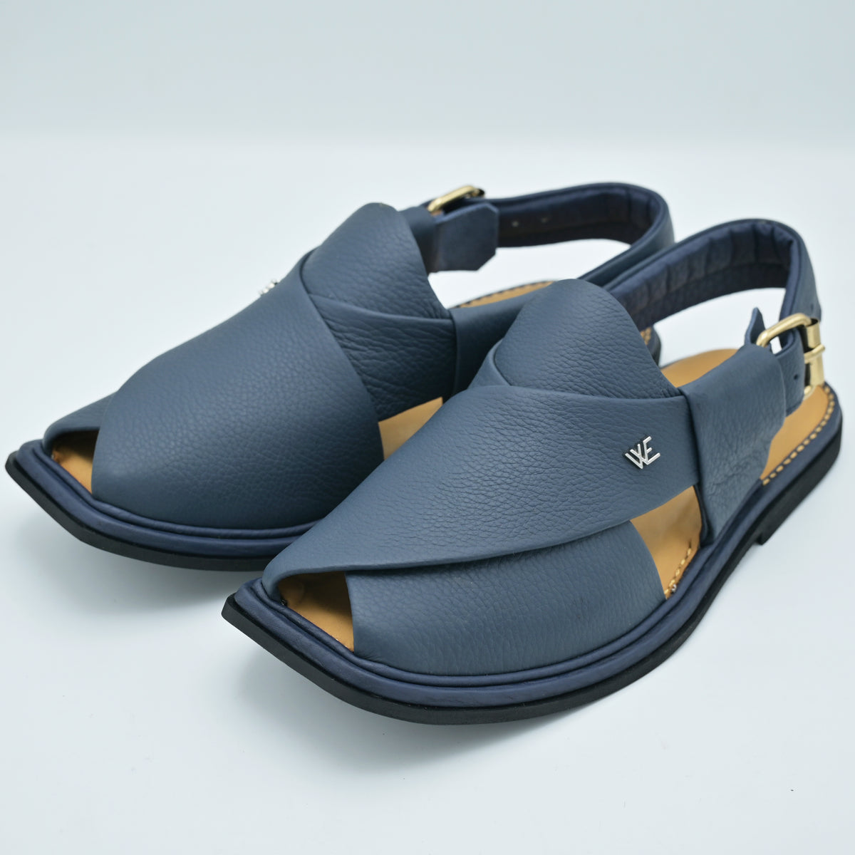 Mild Medicated Leather Chappal (MMC01 Blue)