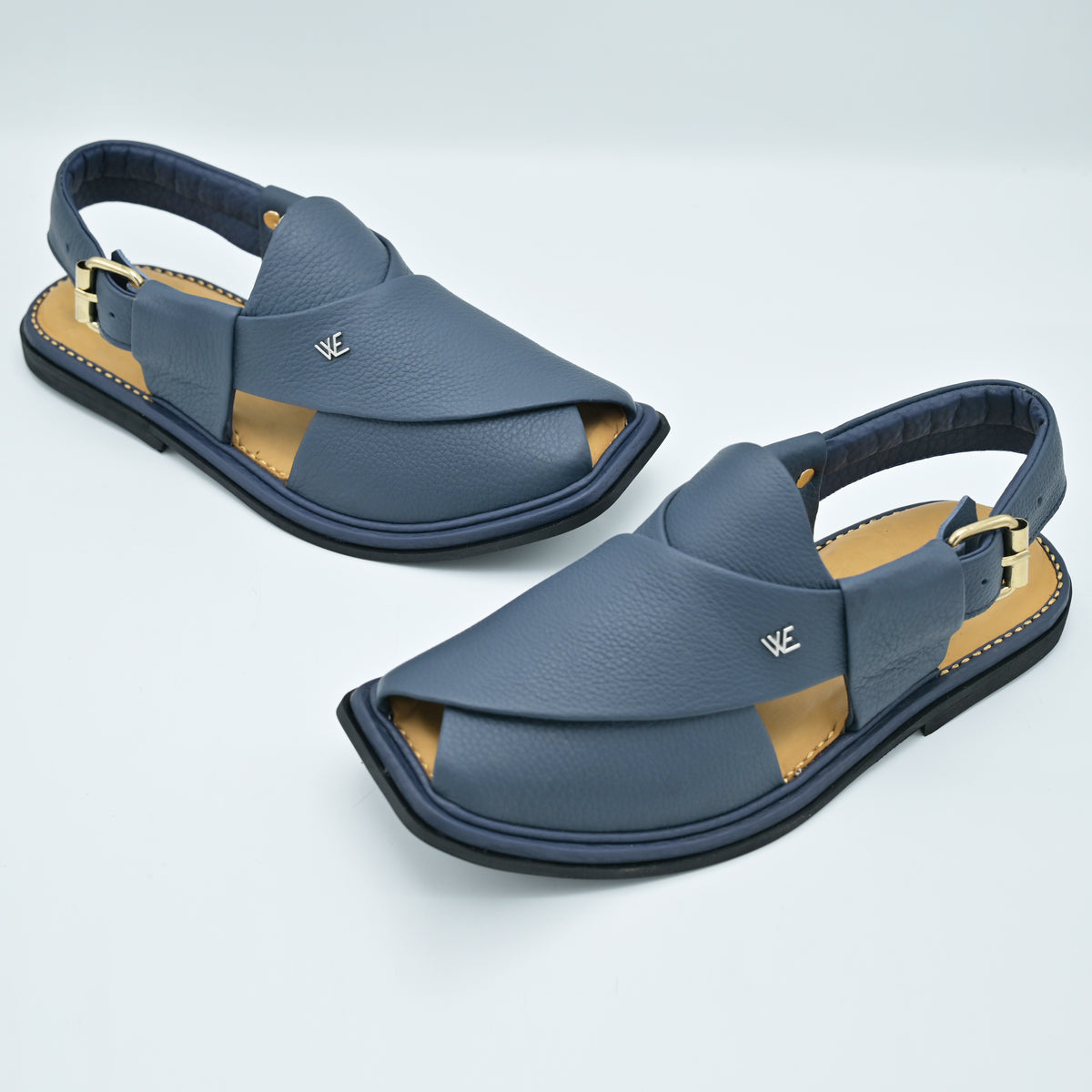Mild Medicated Leather Chappal (MMC01 Blue)