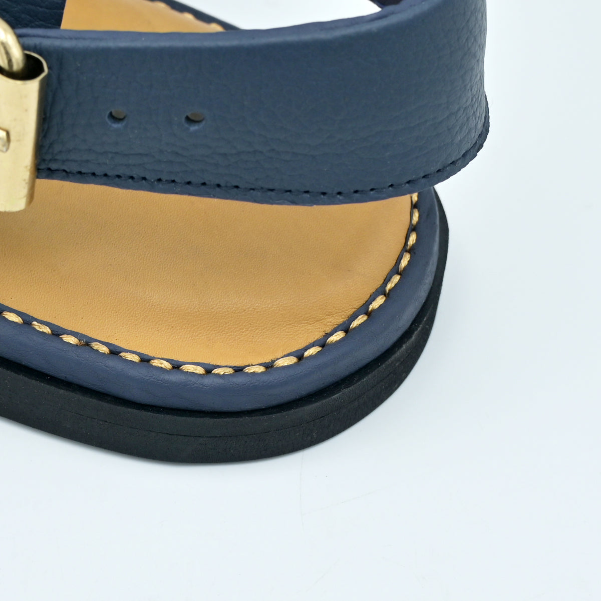 Mild Medicated Leather Chappal (MMC01 Blue)