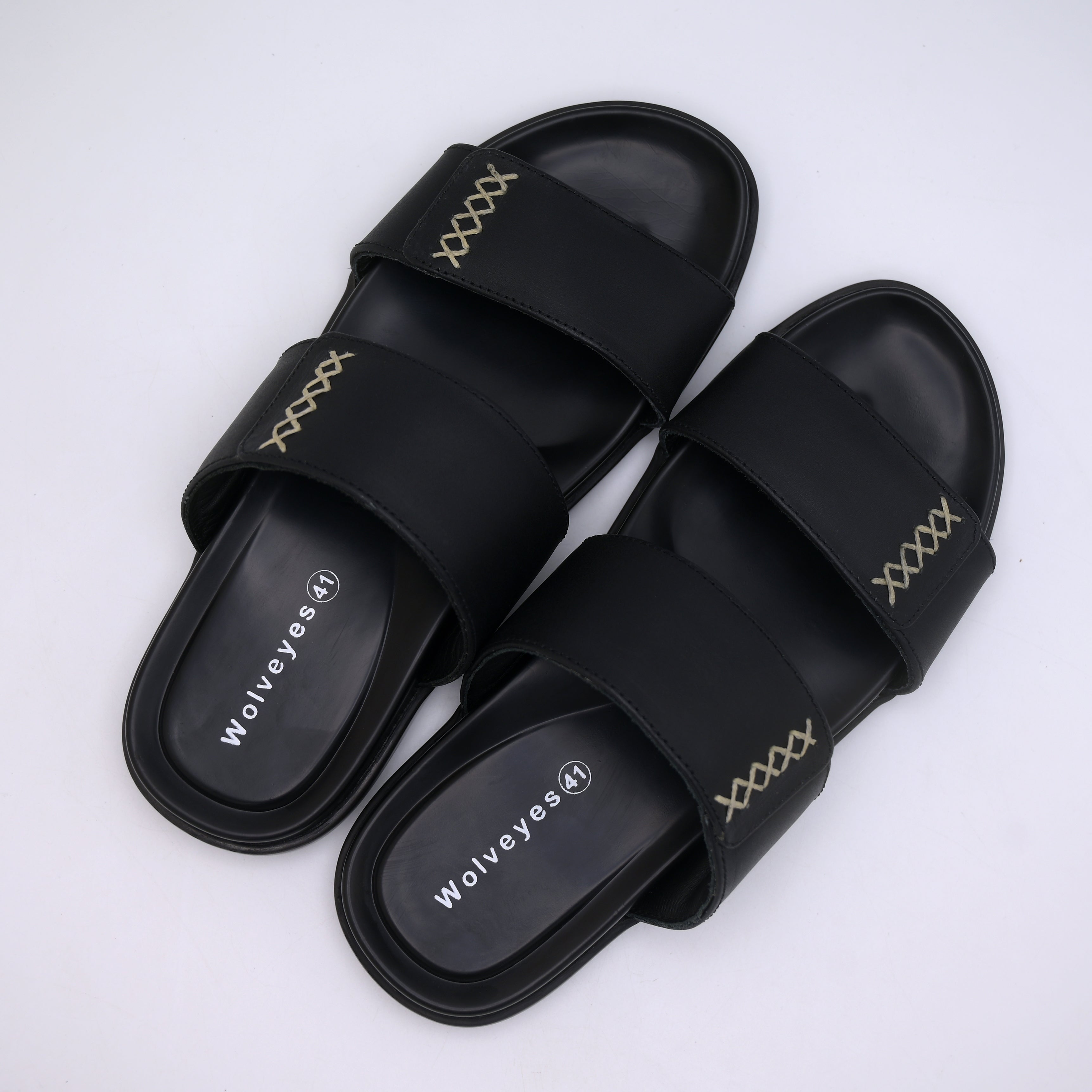 Noir Double Strap Comfortable Slippers (C9)
