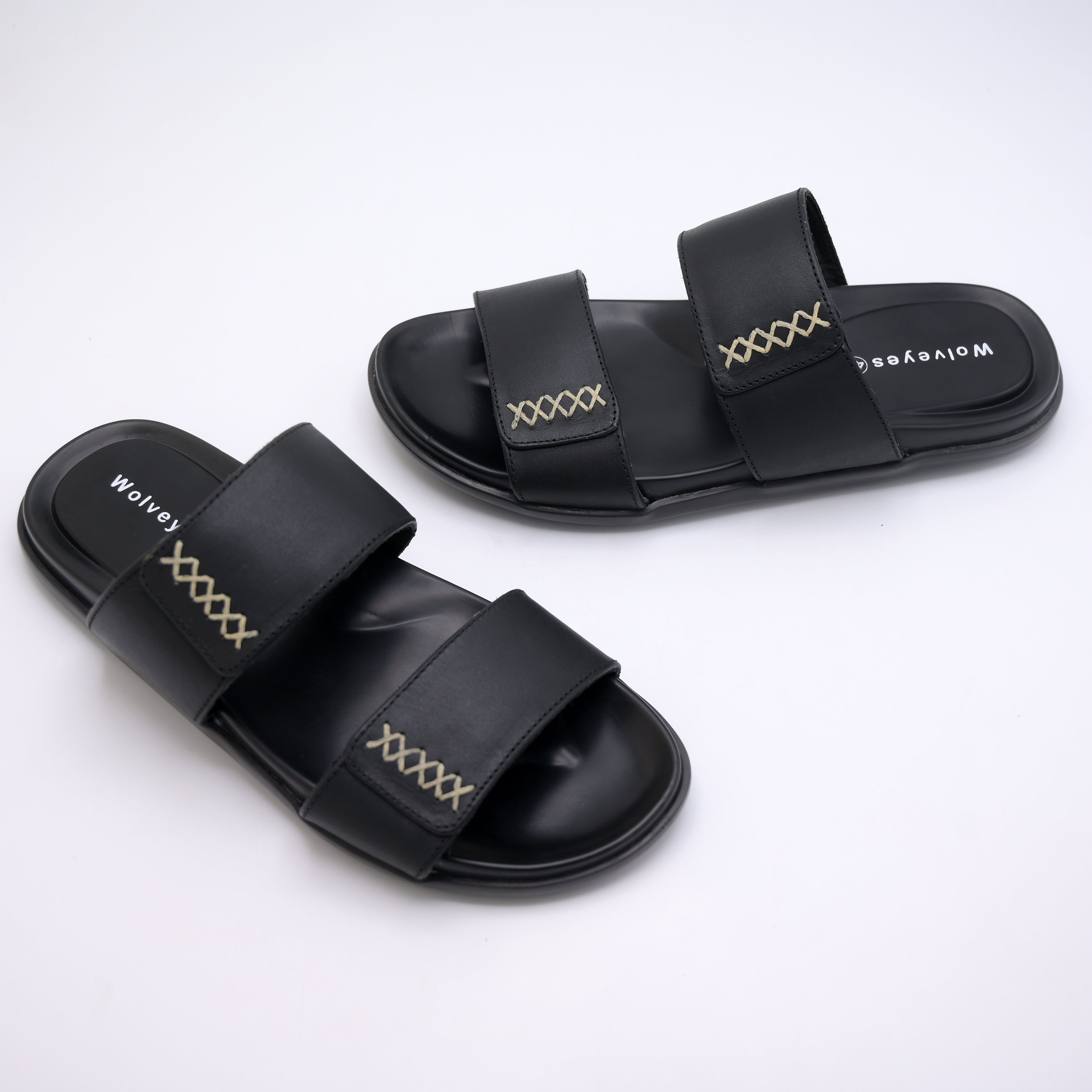 Noir Double Strap Comfortable Slippers (C9)