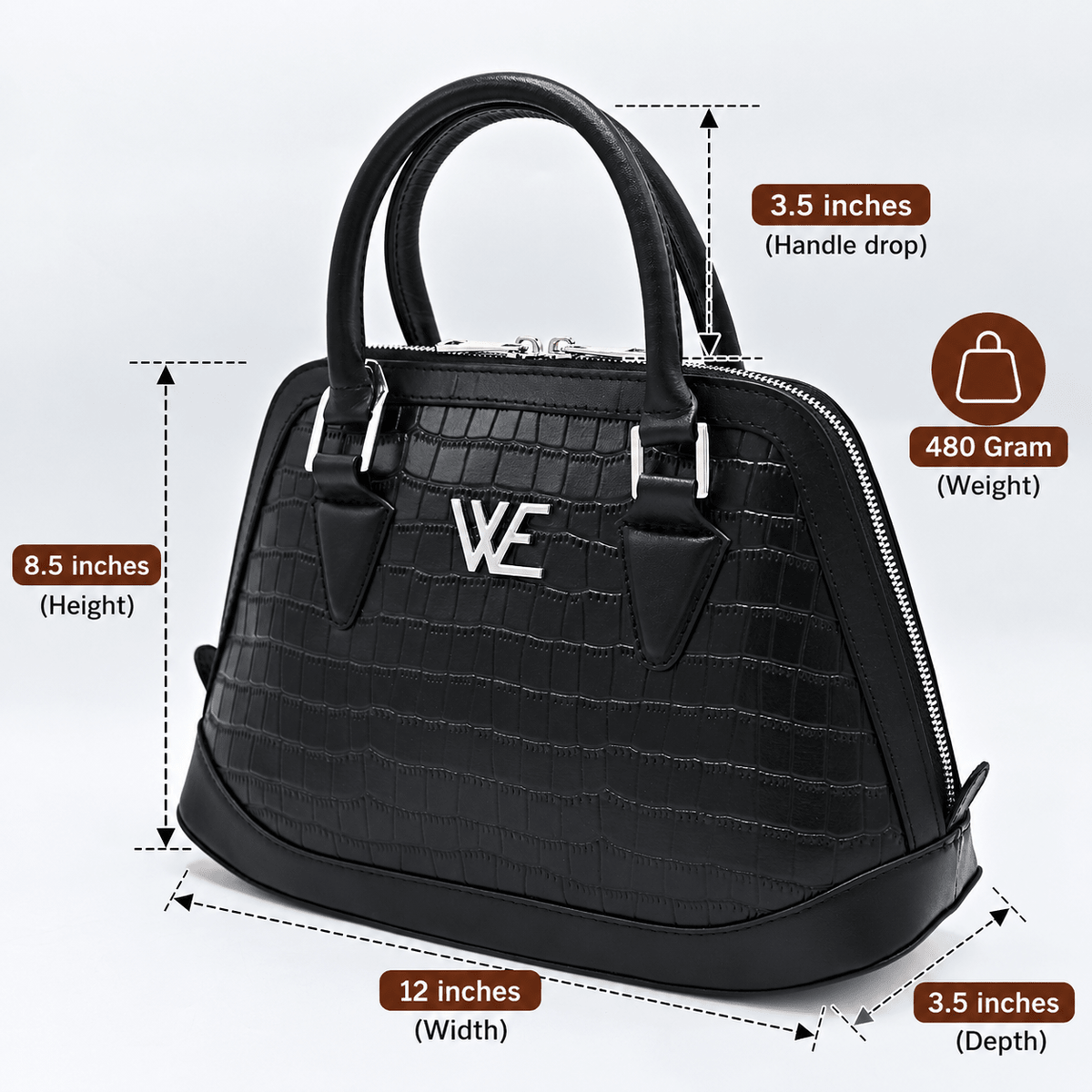 Black Croco Empress Handbag (BCE001)