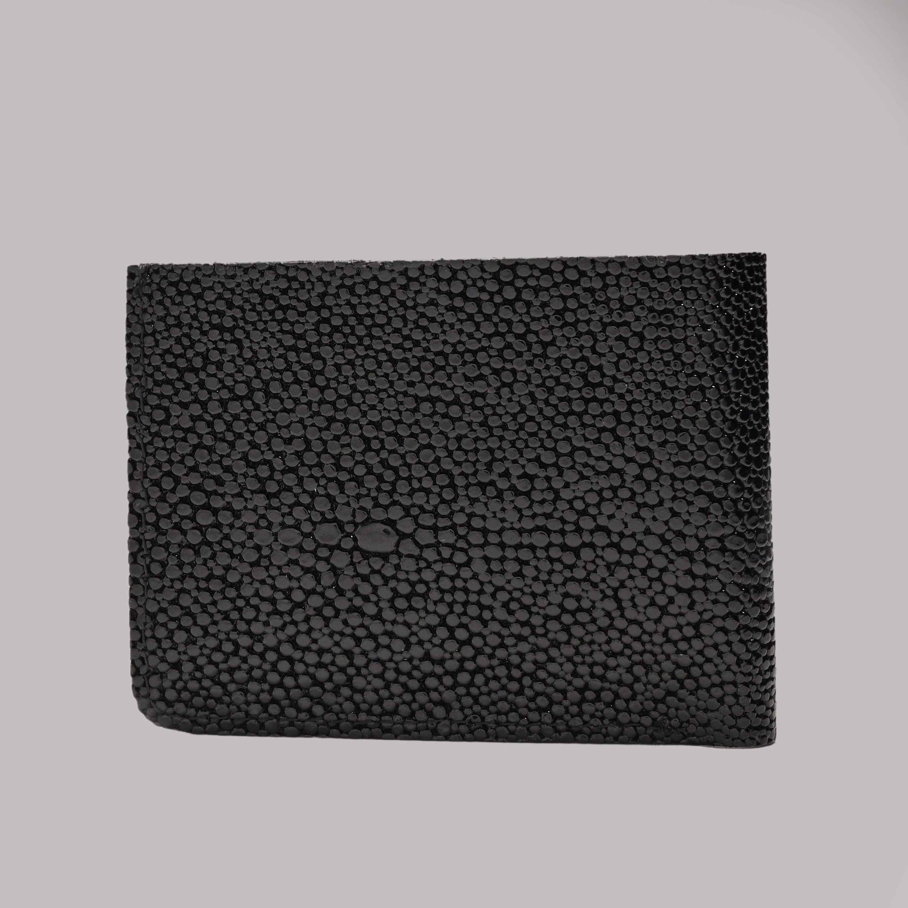 Black Pattent Fish Leather bifold Wallet