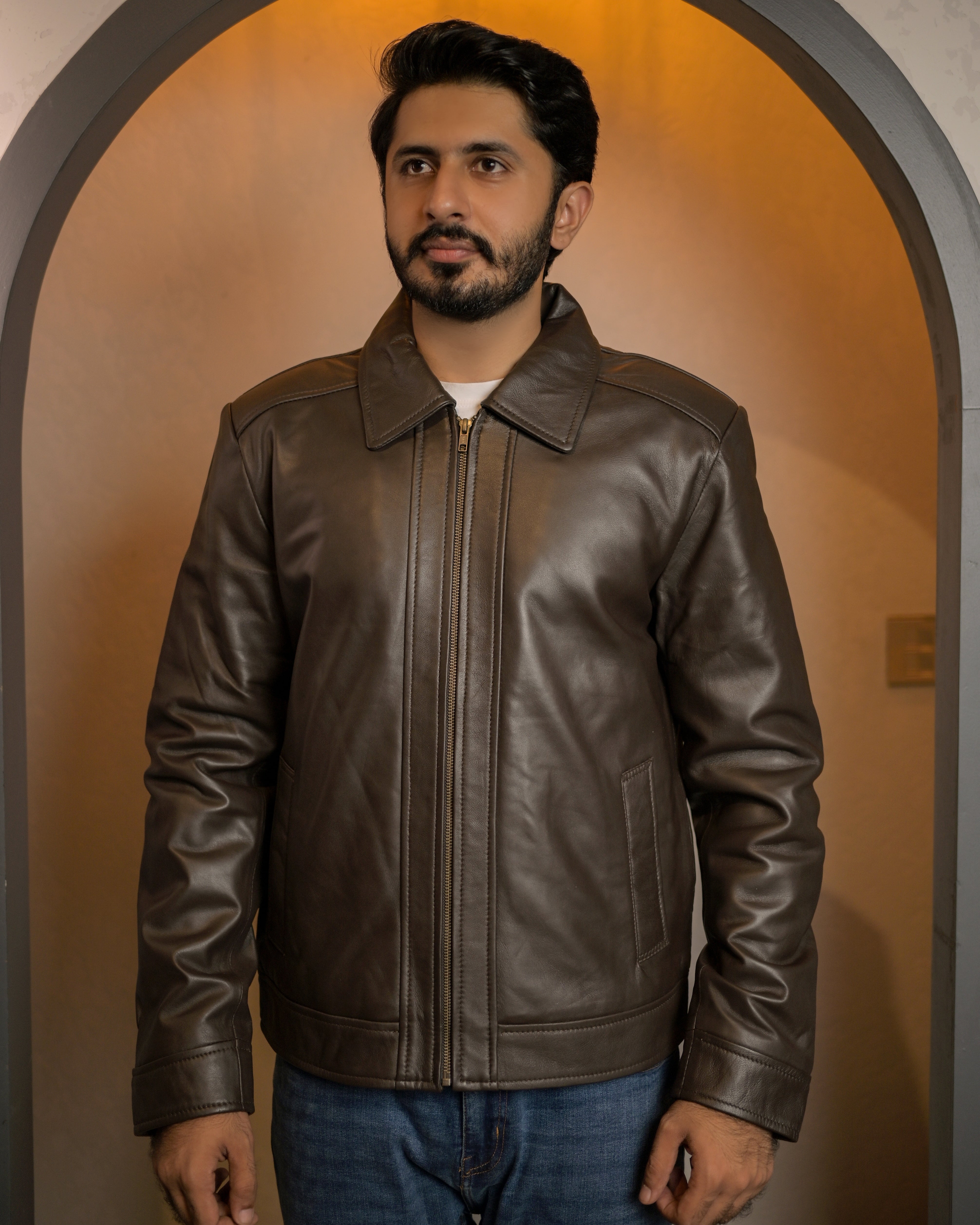 Brown Leather Jacket SF001