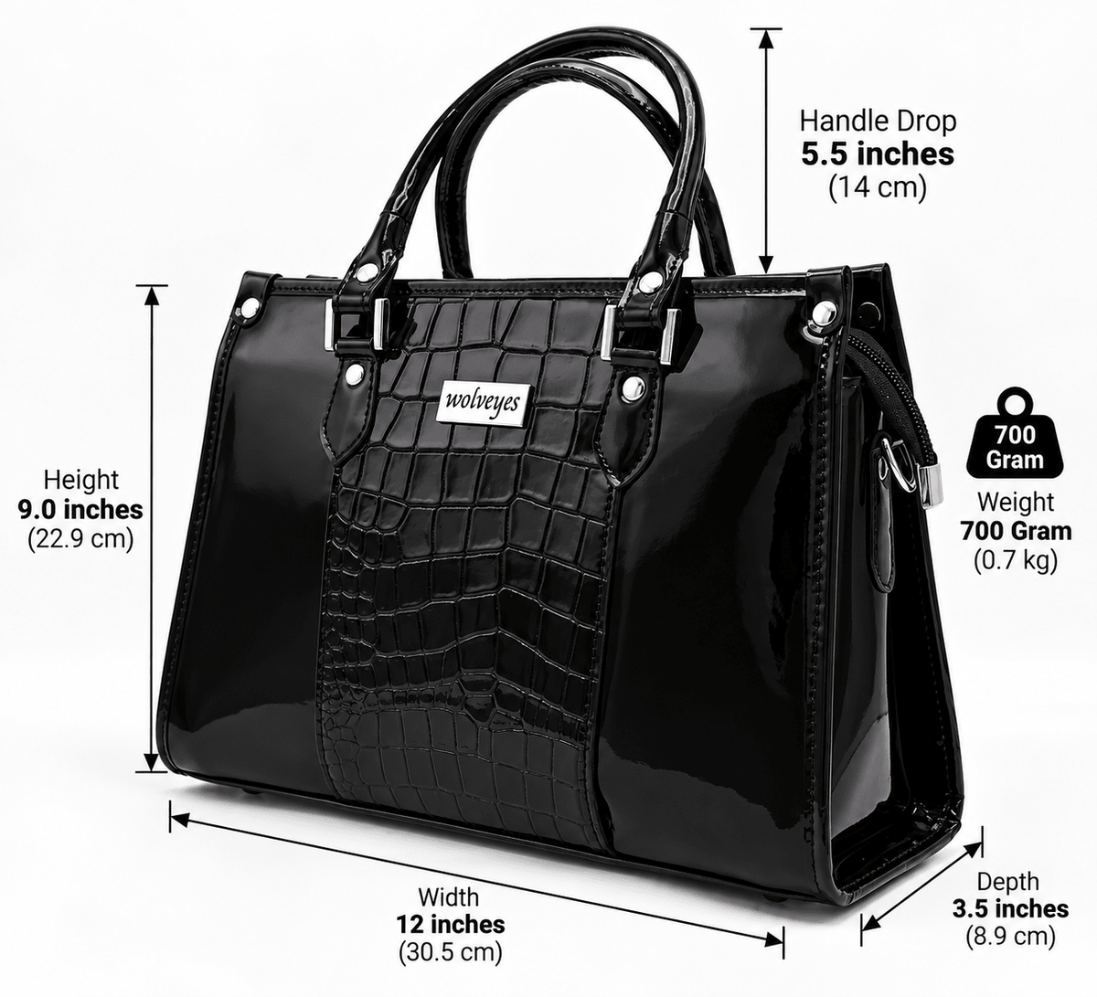 Croco Elitaire Ladies Bag Black (CE01)