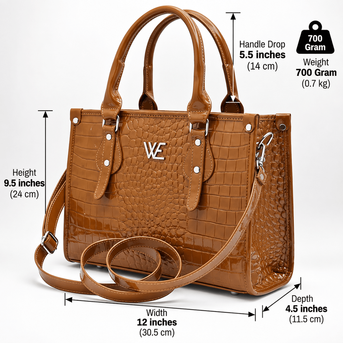 Crocodile Patent Leather Tote Bag Pb01 (MUSTARD)