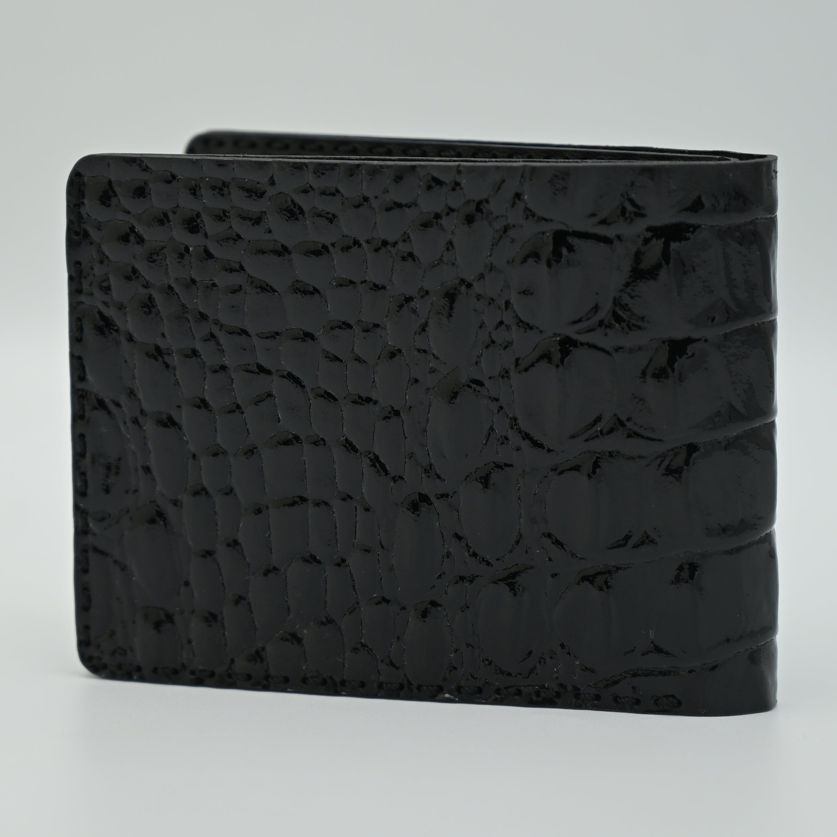 Crocodile Pattent Leather Bifold Wallet