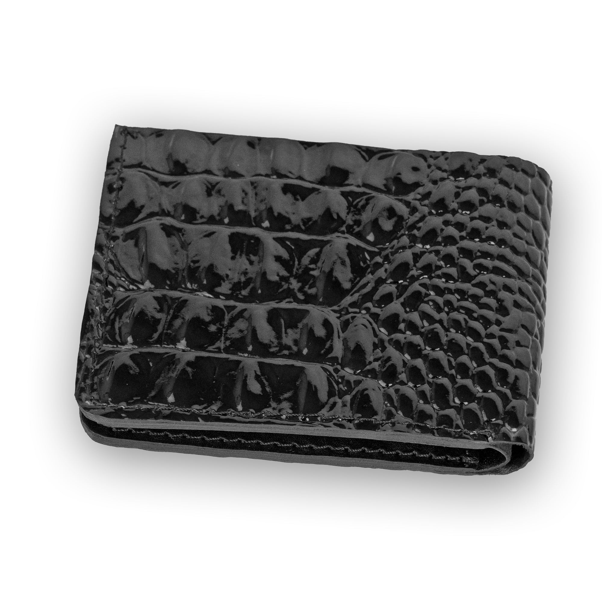 Crocodile Pattent Leather Bifold Wallet