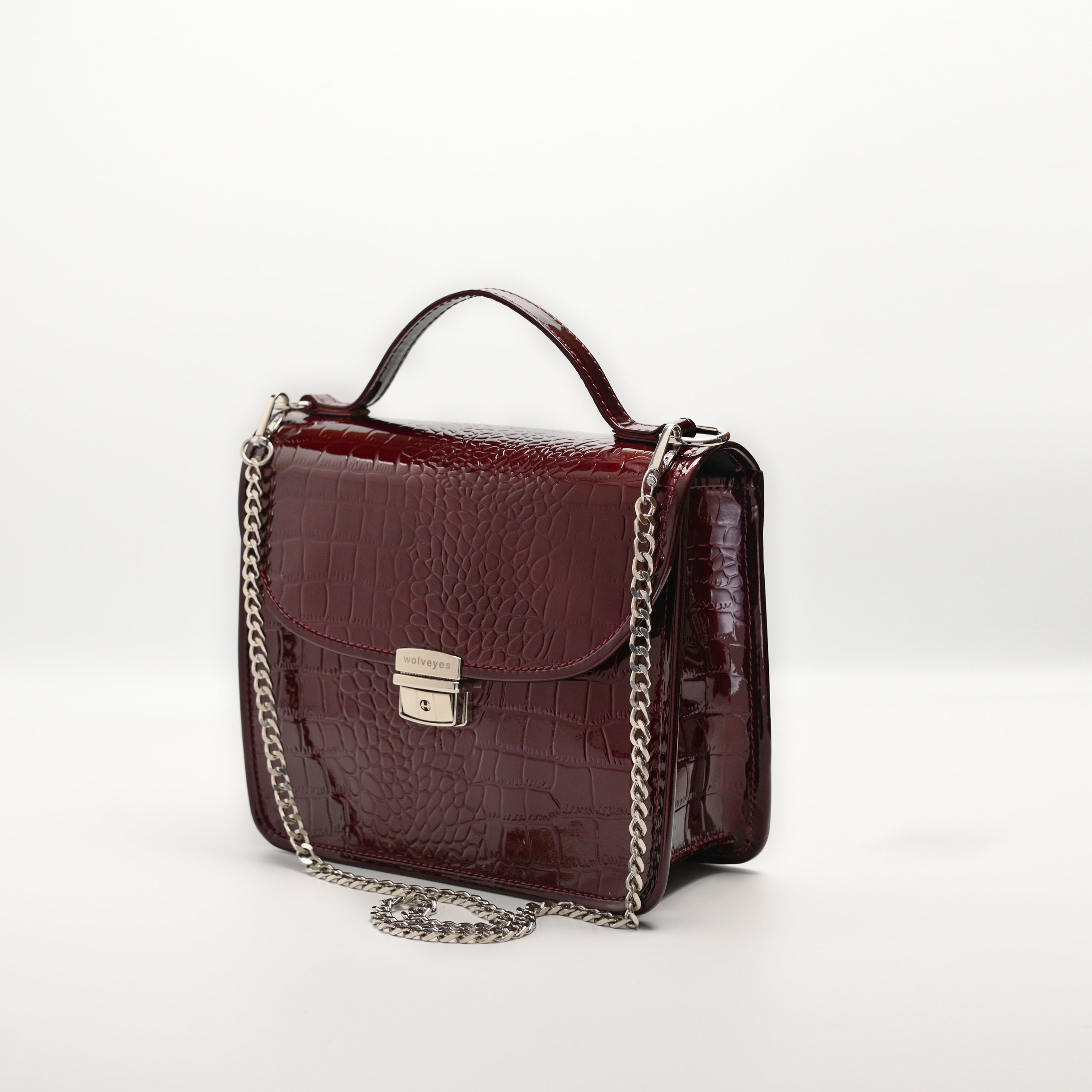 Crocodile Pattent Leather Hand Bag Mehron