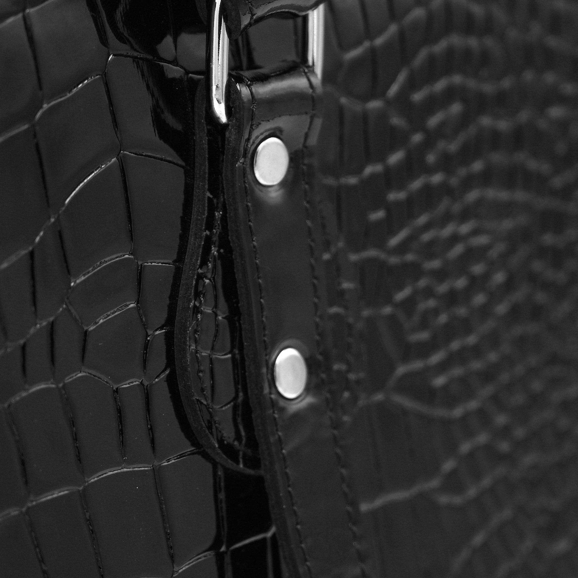 Crocodile Pattent Leather Tote Bag (black)