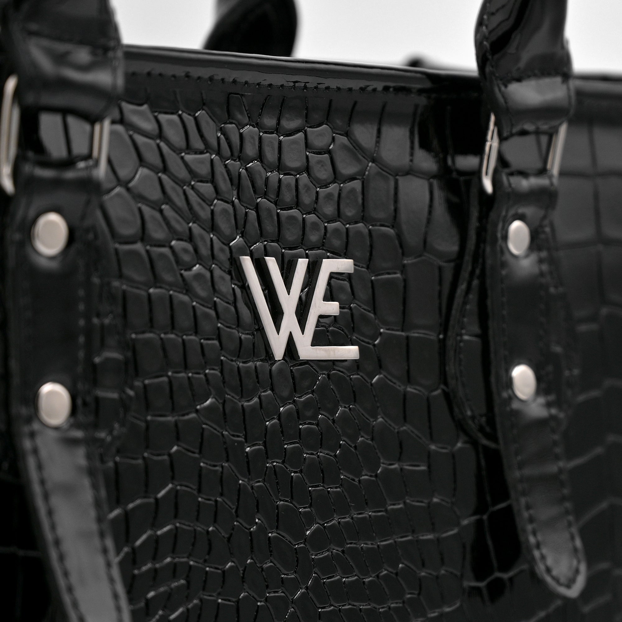 Crocodile Pattent Leather Tote Bag (black)