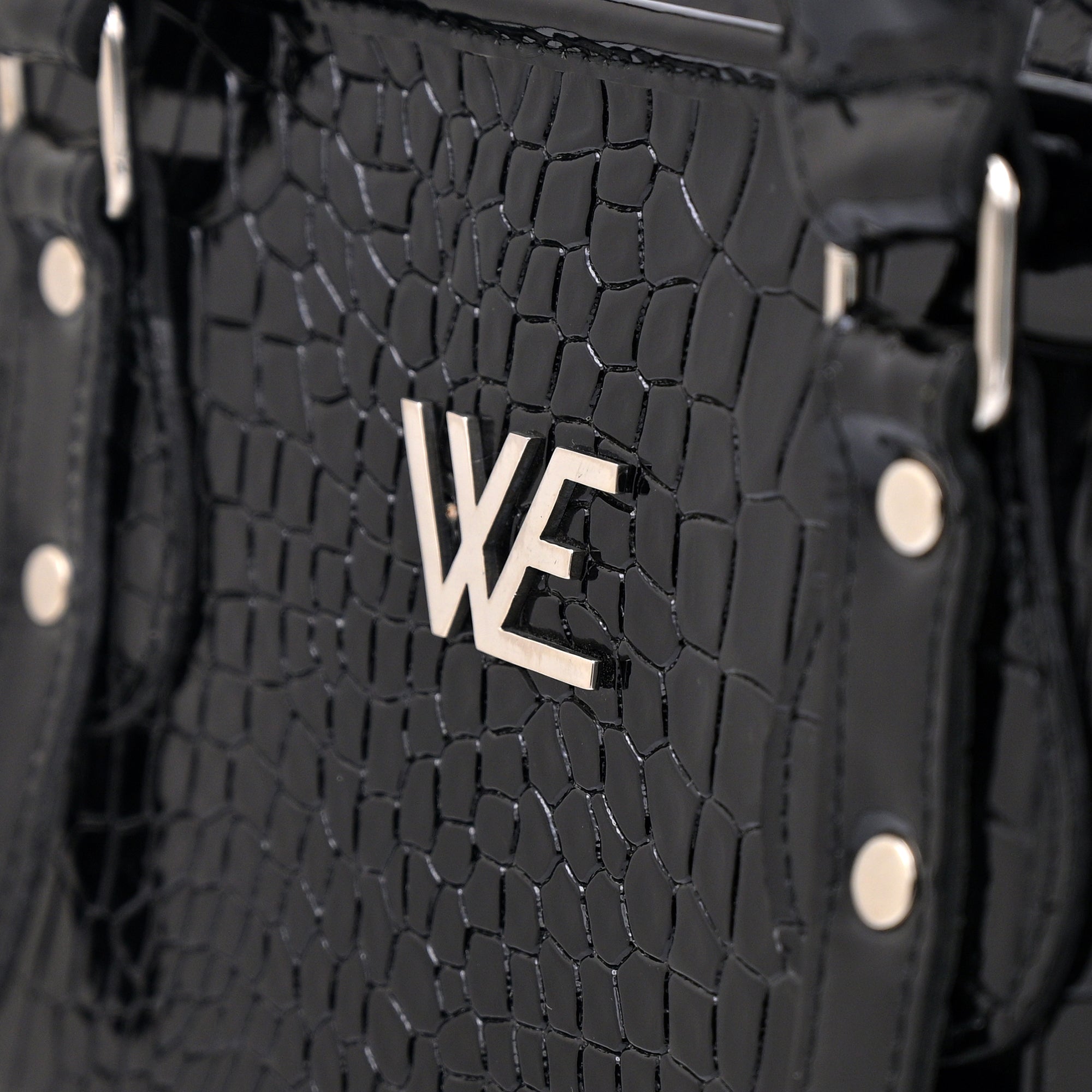 Crocodile Pattent Leather Tote Bag (black)