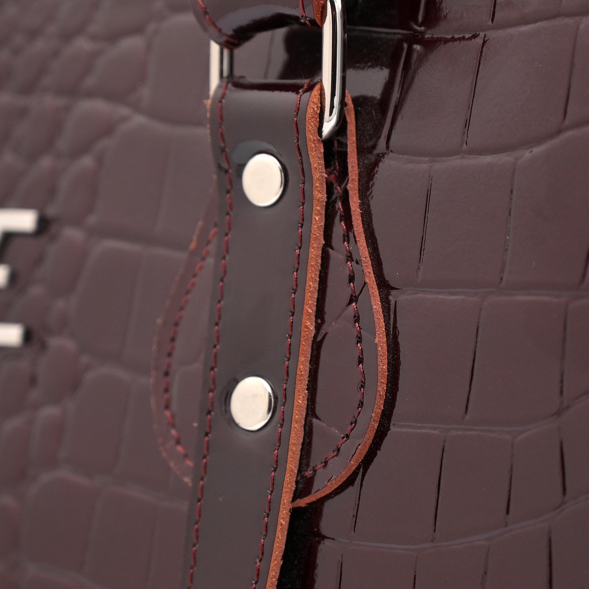 Crocodile Pattent Leather Tote Bag (Mehroon)