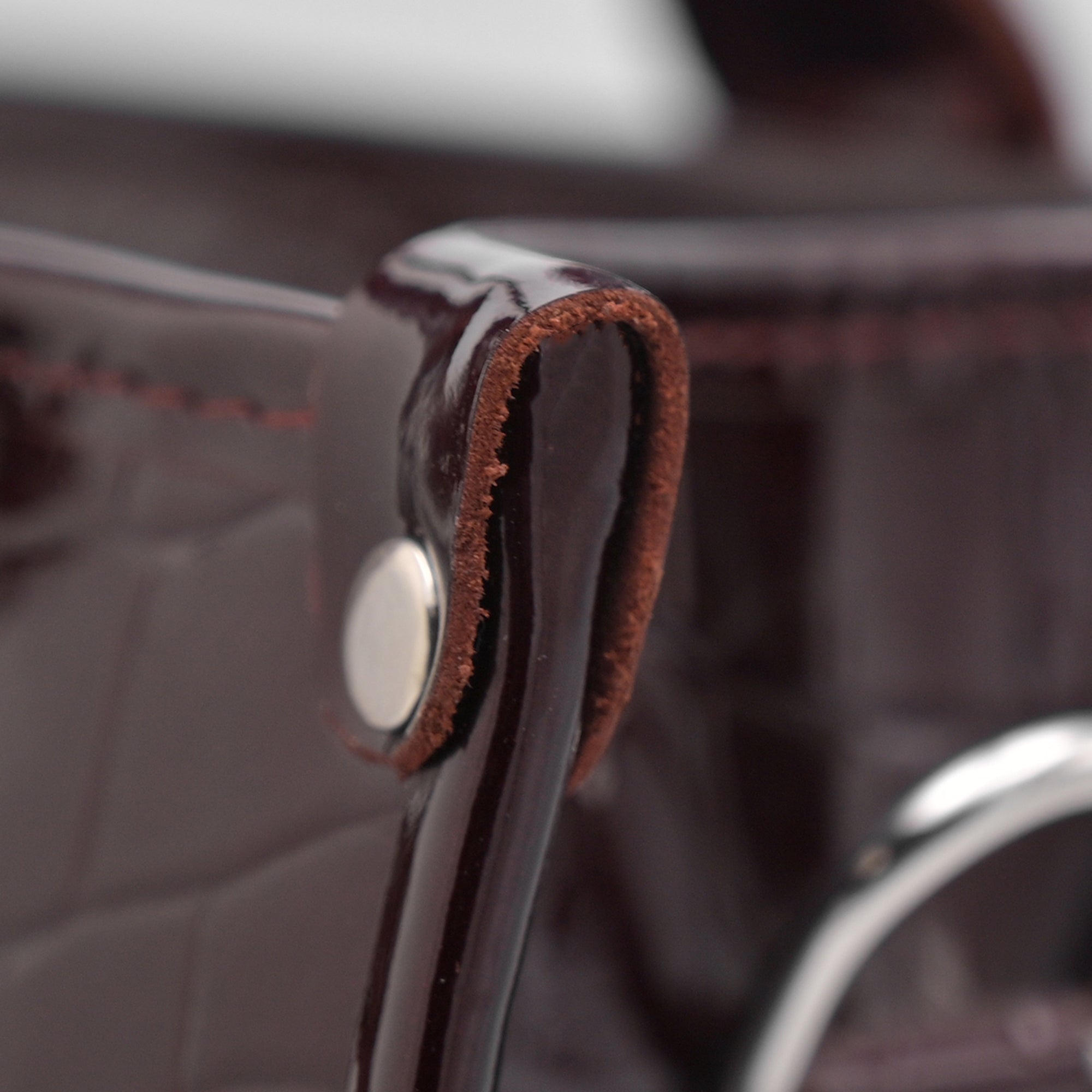 Crocodile Pattent Leather Tote Bag (Mehroon)