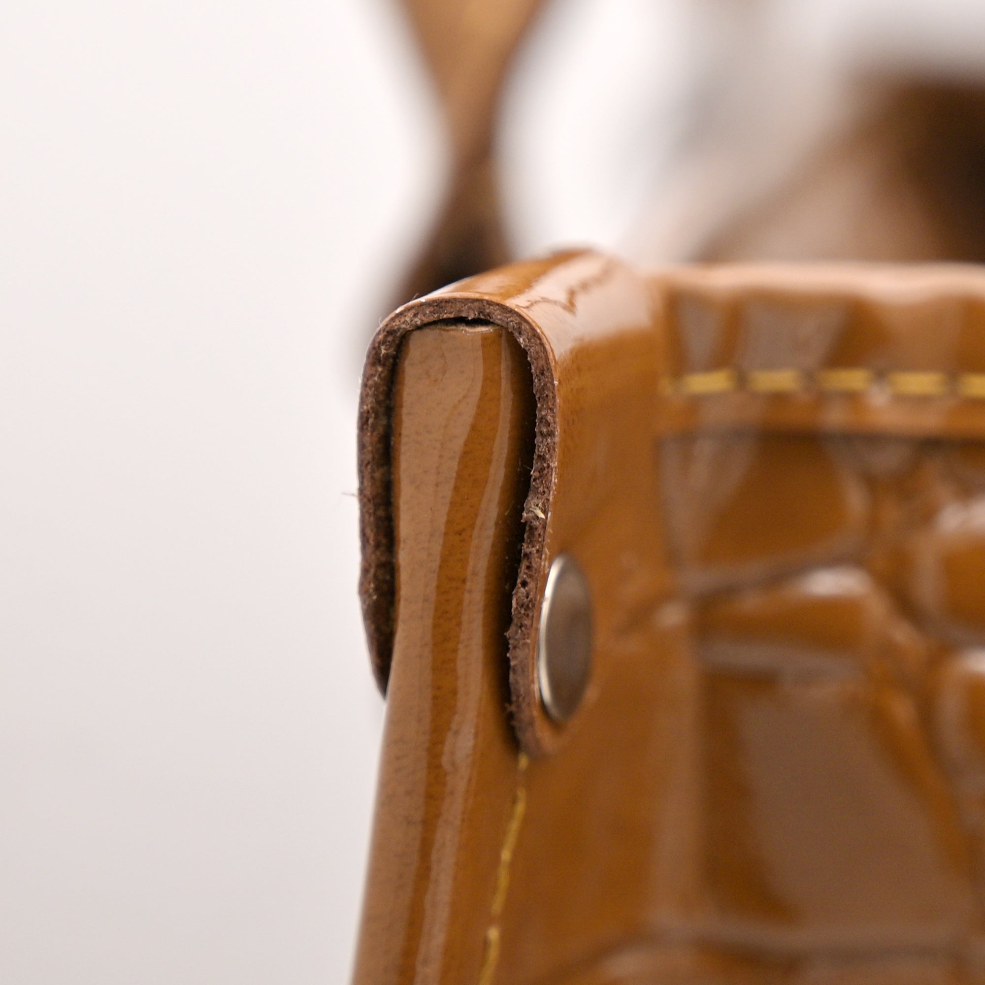 Crocodile Pattent Leather Tote Bag (MUSTARD)