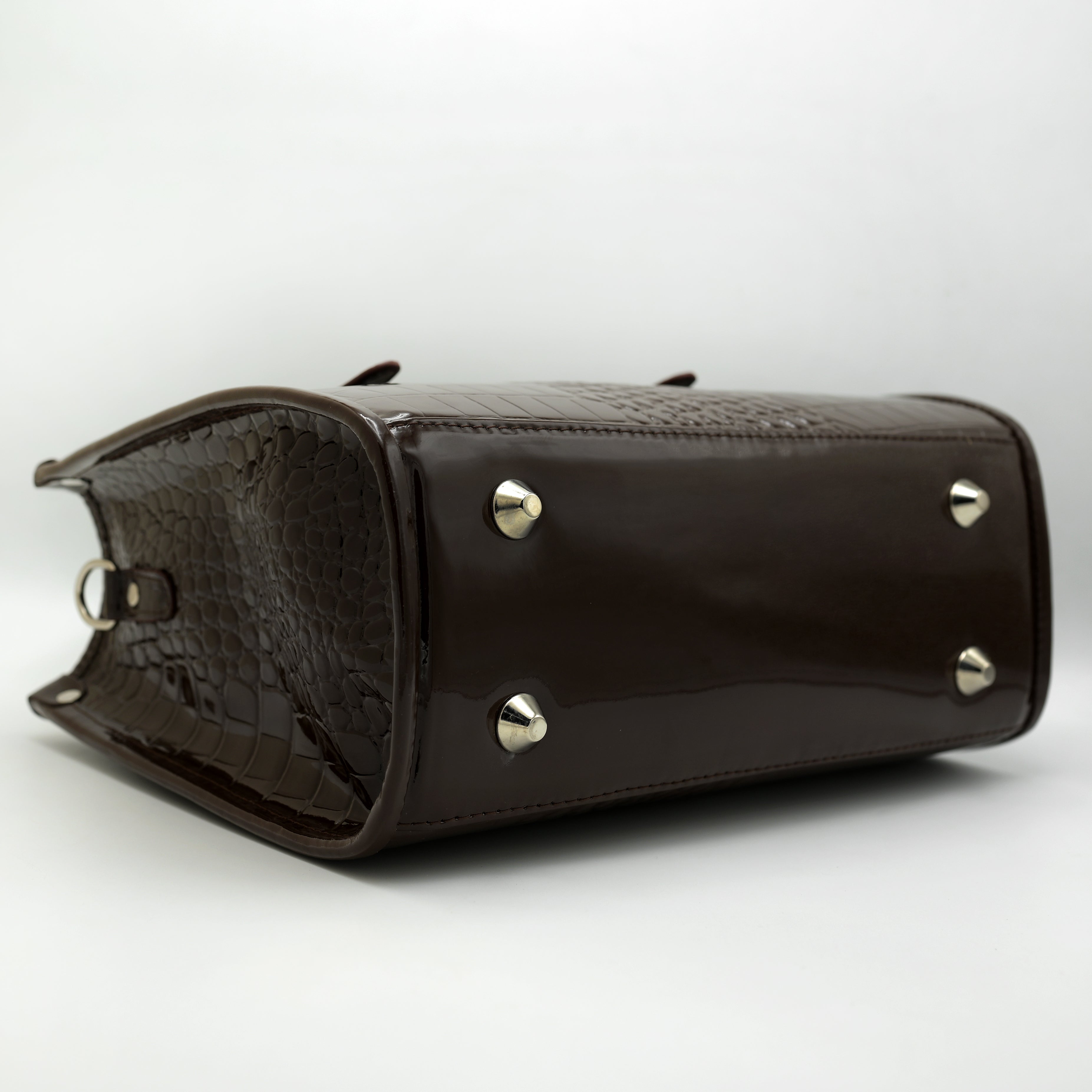 Crocodile Pattent Leather Tote Bag Pb01 Brown