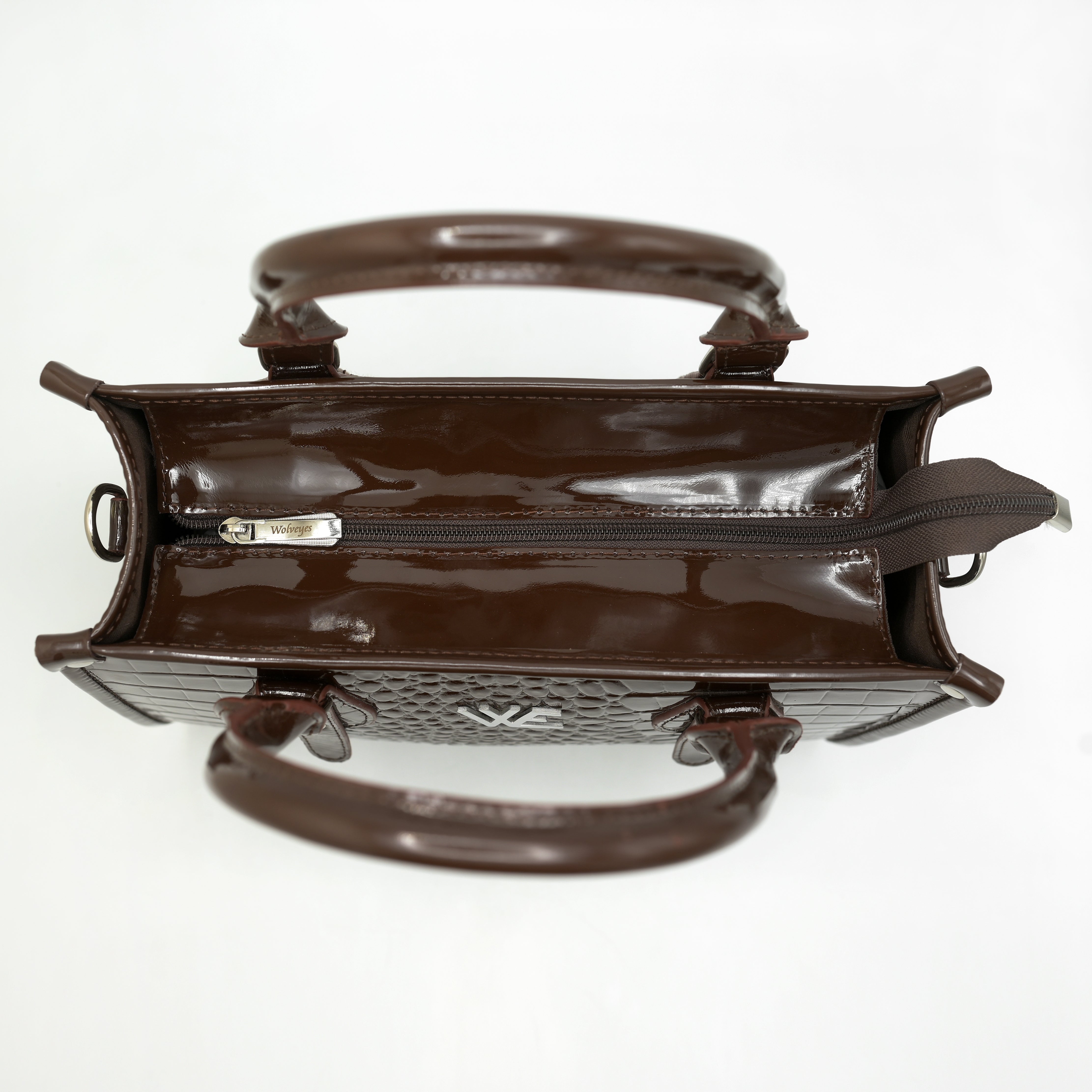 Crocodile Pattent Leather Tote Bag Pb01 Brown