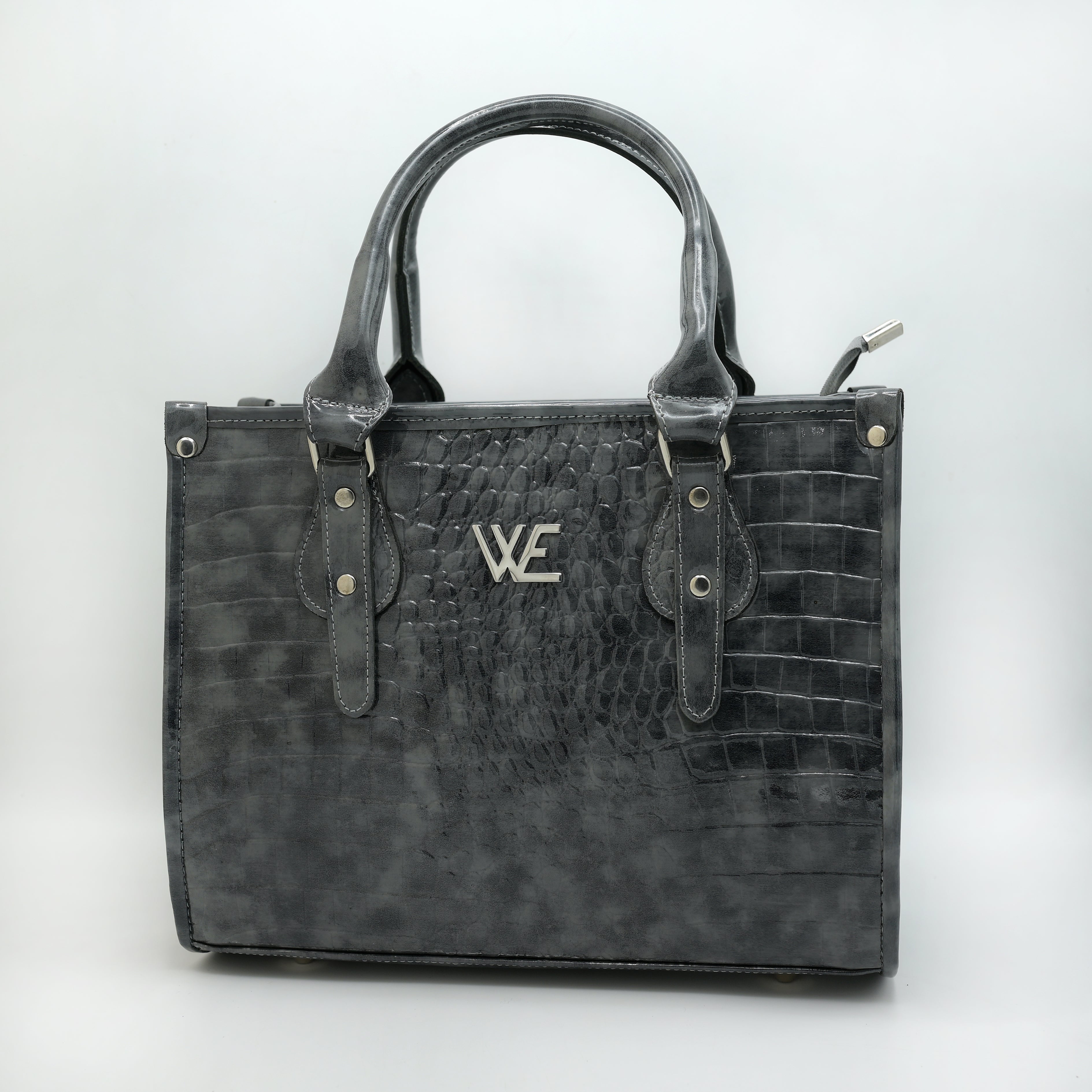 Crocodile Pattent Leather Tote Bag Pb01 (Gray)
