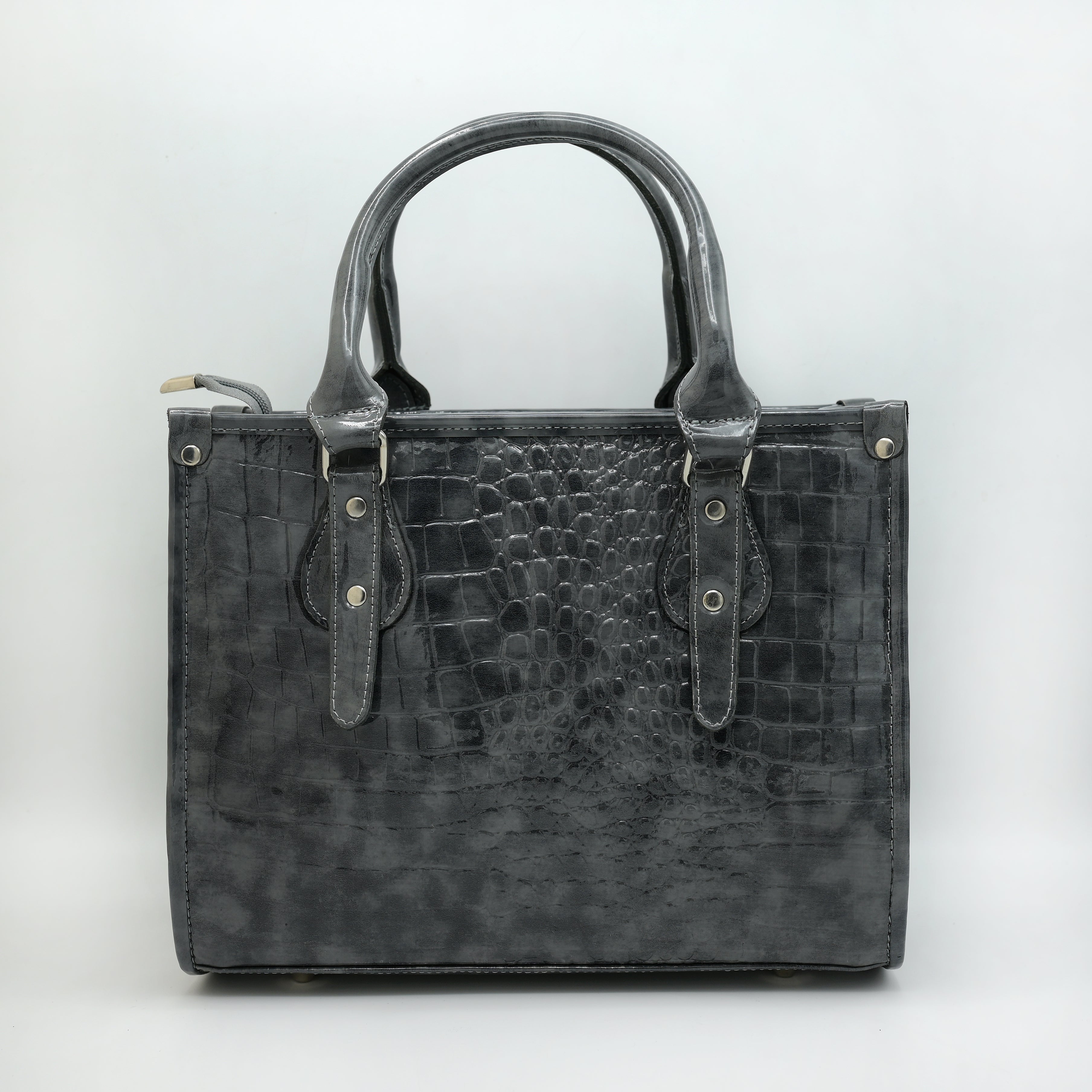 Crocodile Pattent Leather Tote Bag Pb01 (Gray)