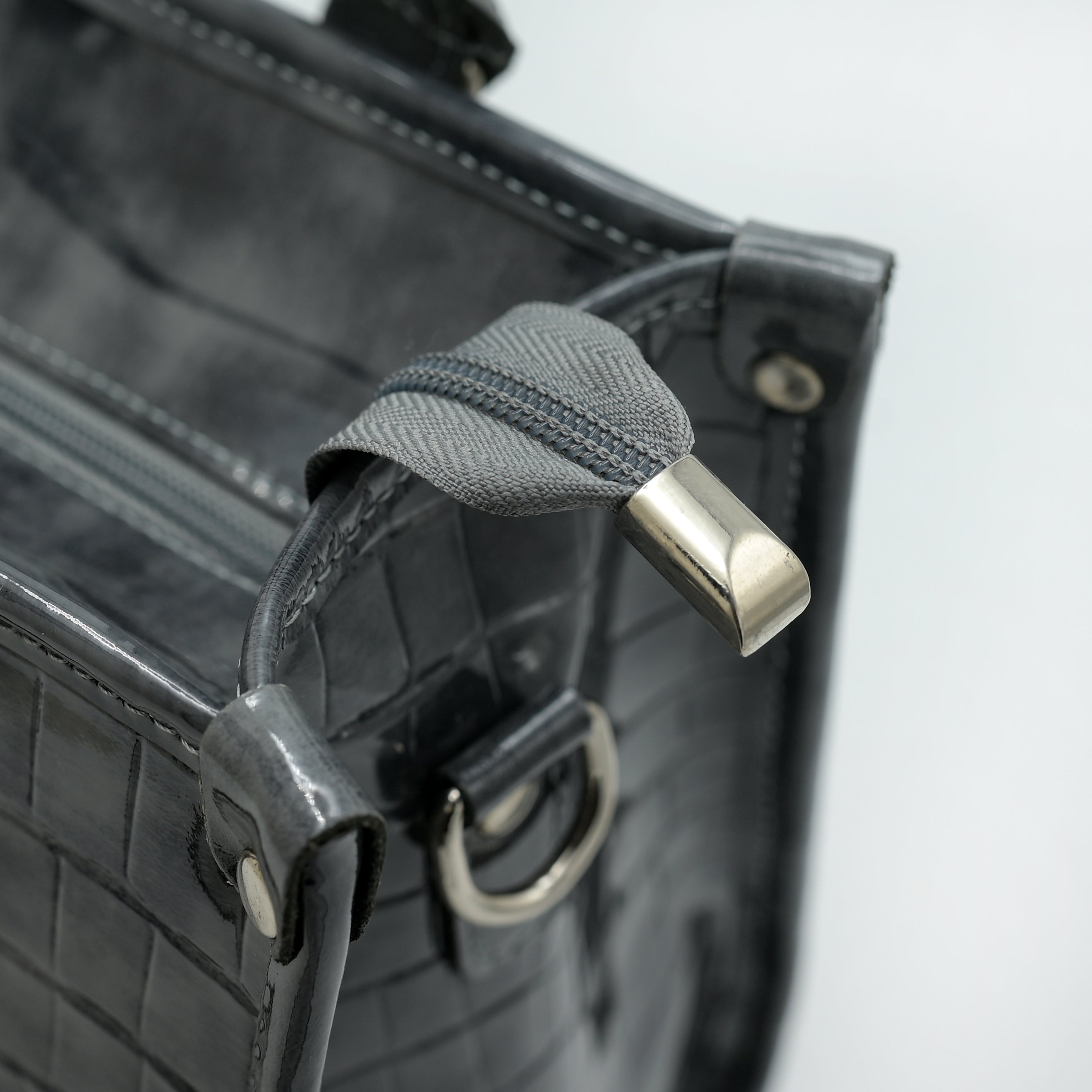 Crocodile Pattent Leather Tote Bag Pb01 (Gray)