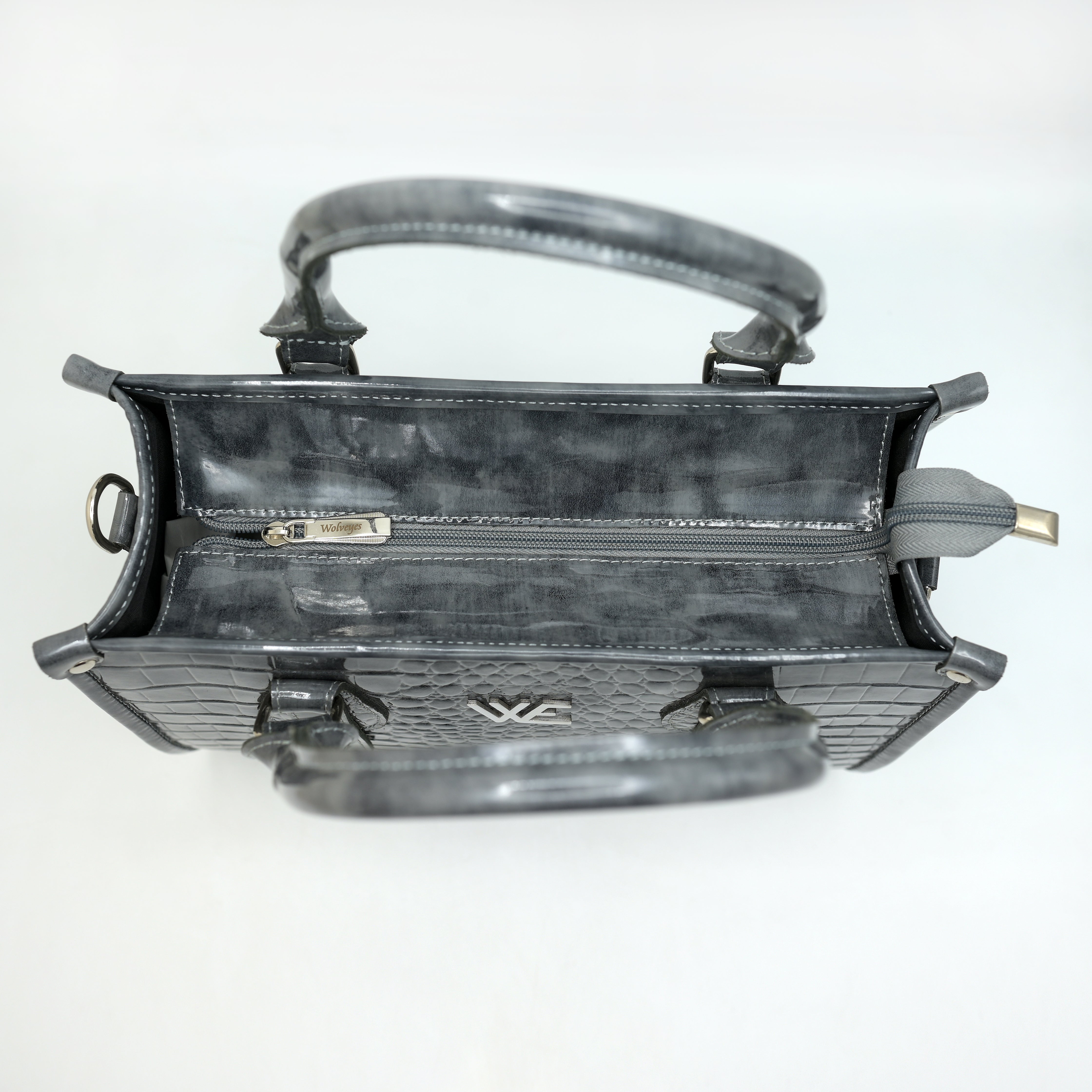 Crocodile Pattent Leather Tote Bag Pb01 (Gray)