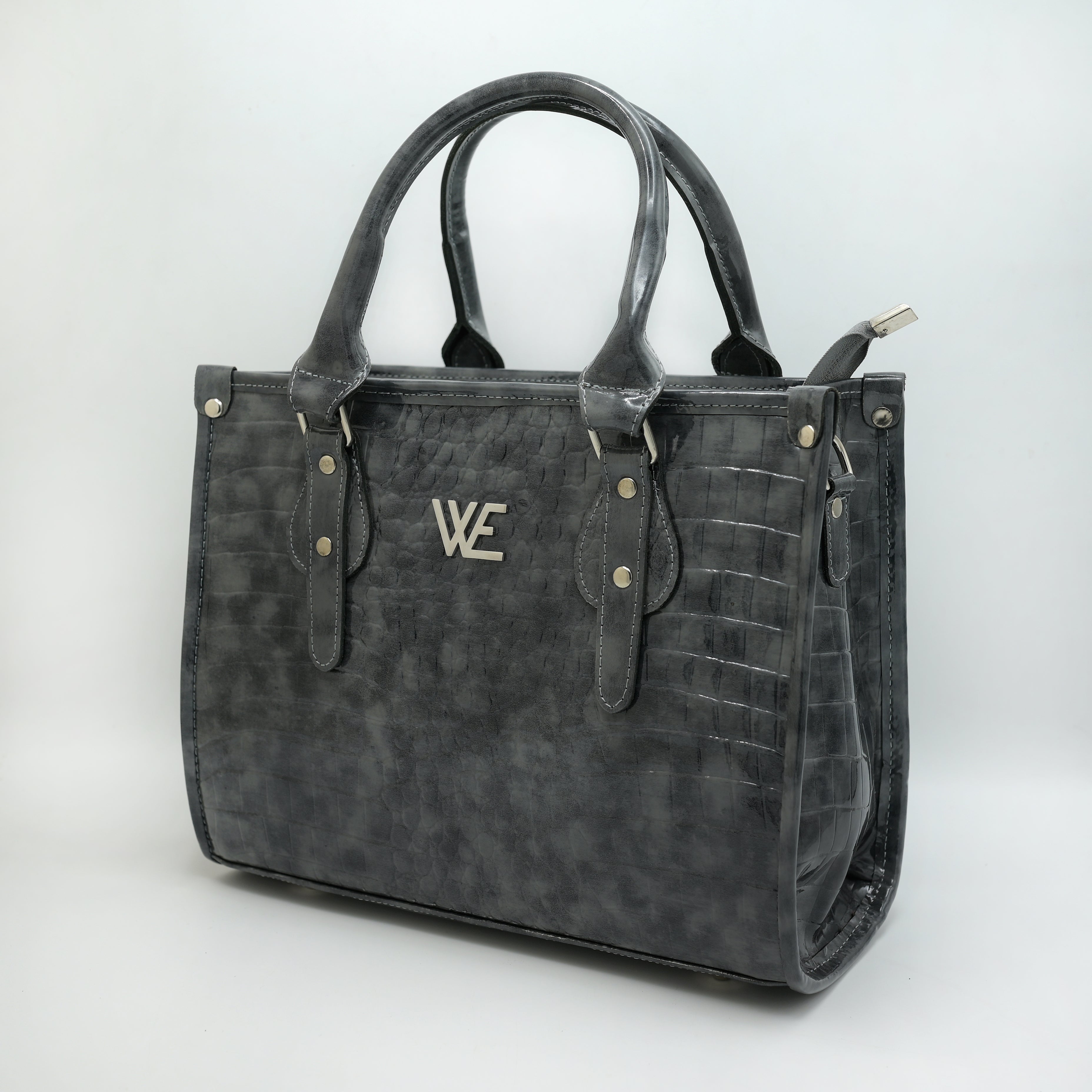 Crocodile Pattent Leather Tote Bag Pb01 (Gray)