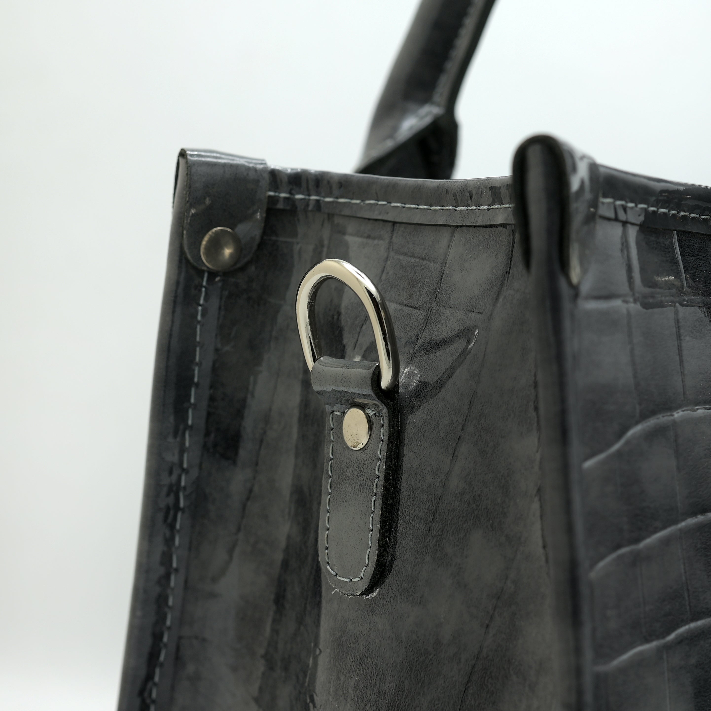 Crocodile Pattent Leather Tote Bag Pb01 (Gray)