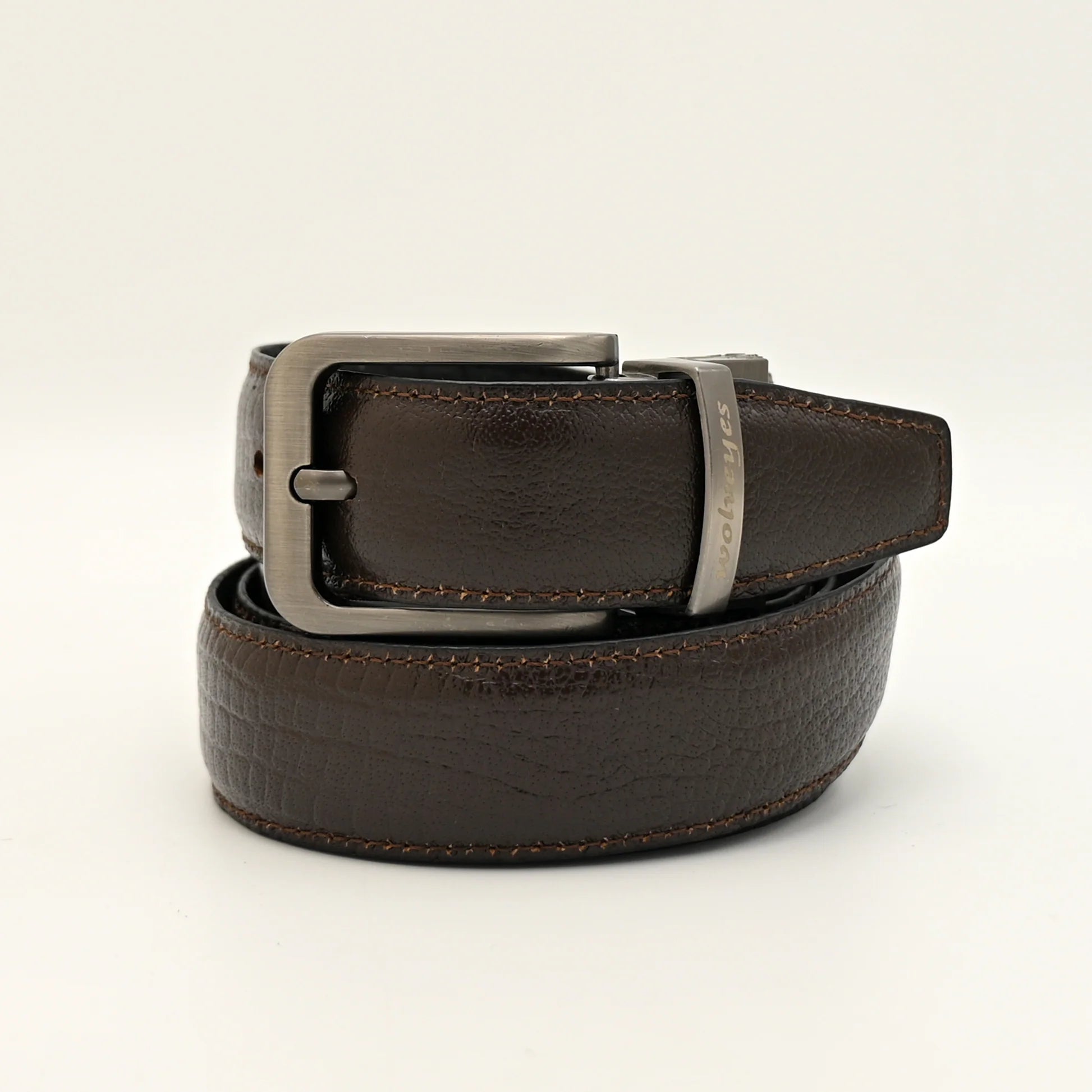 Crocodile style two side leather belt